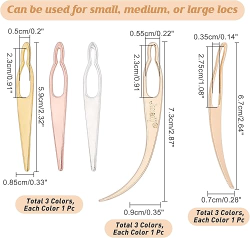 Miniatura 3 de NBEADS 9 Pcs 9 Styles Interlocking Tool for Locs, Dreadlocks Tool lnterlock Needle Tool Iron Sisterlock Crochet Tool Easyloc Hair Needle for DIY