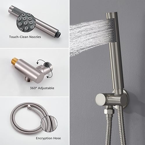 Miniatura 97 de IRIBER - Sistema de ducha de lluvia con cabezal de ducha fijo y de mano de alta presión cepillado níquel,Oro cepillado,Cromado,Oro rosa