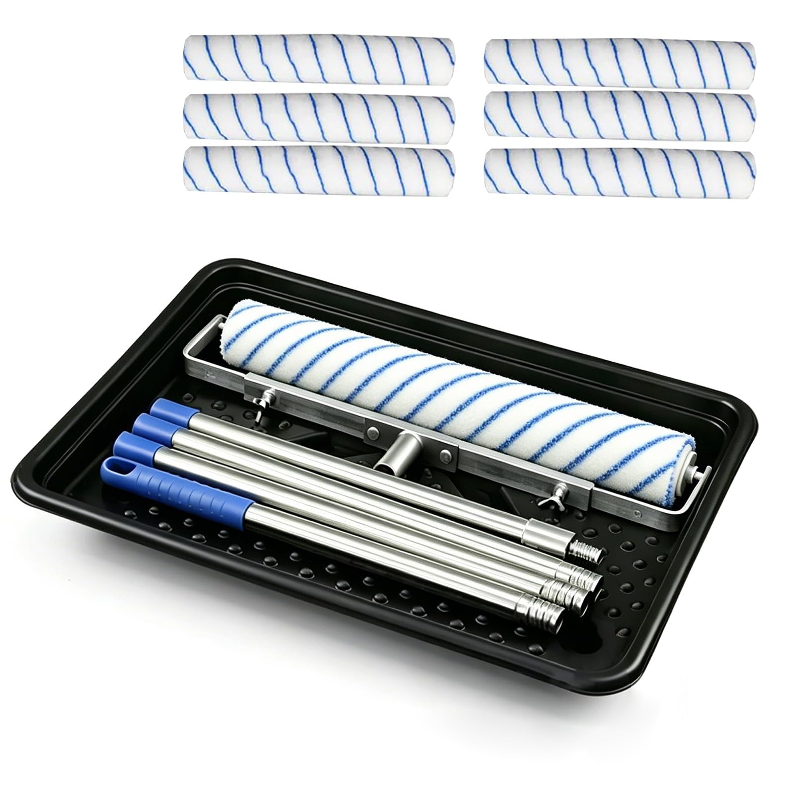 Farbroller-Set mit Verlängerungsstange, verstellbar für Wände, Decken und Böden, leichte Heimwerker-Malwerkzeuge