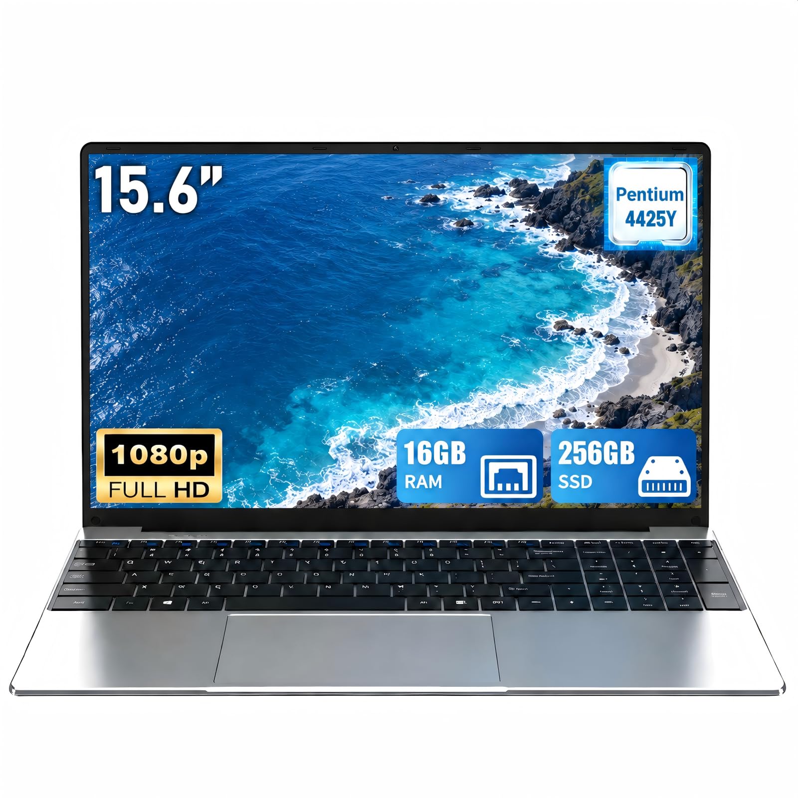 MITUNTUN Notebook 15,6 Pollici 4425Y, 16GB RAM, 512GB SSD, Display FHD | Cerniera 180°, Wi-Fi 5 dual band e Bluetooth 4.2 per studio, smart working, video, videochiamate e uso quotidiano.
