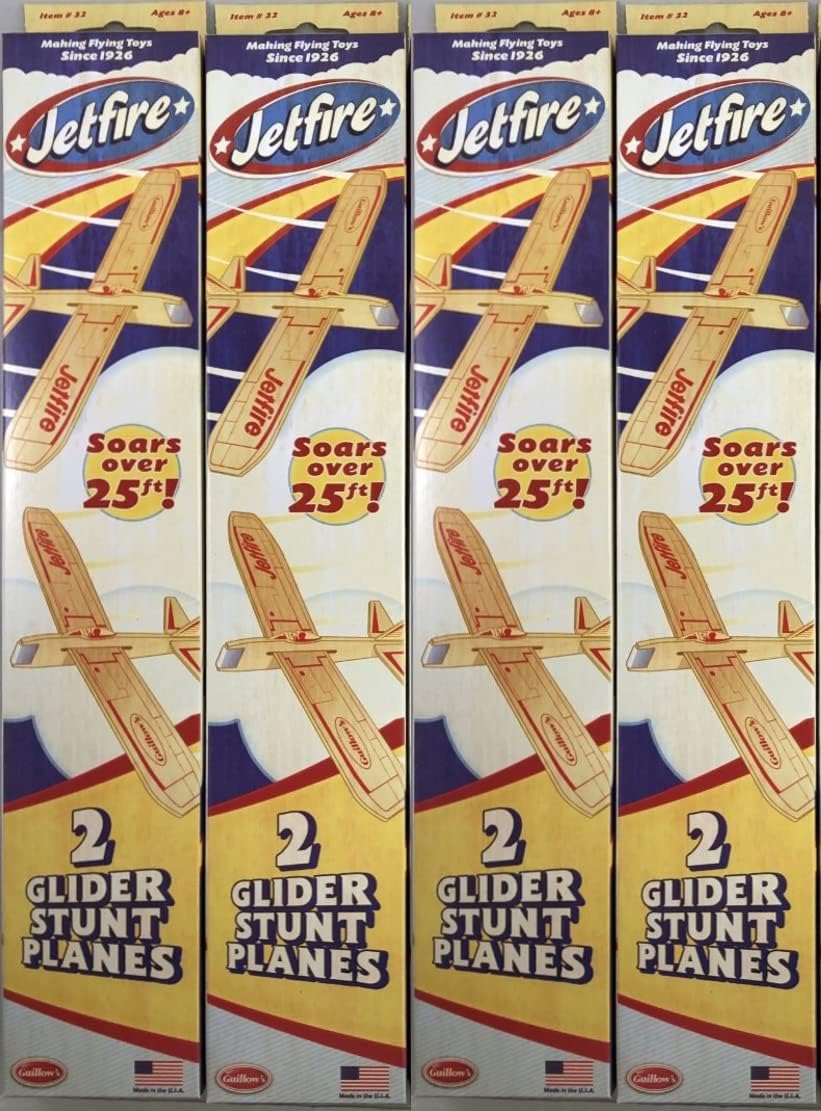 Group of 4 Guillow's Jetfire Twin Packs (8 Toy Gliders Total) GUI-32-4