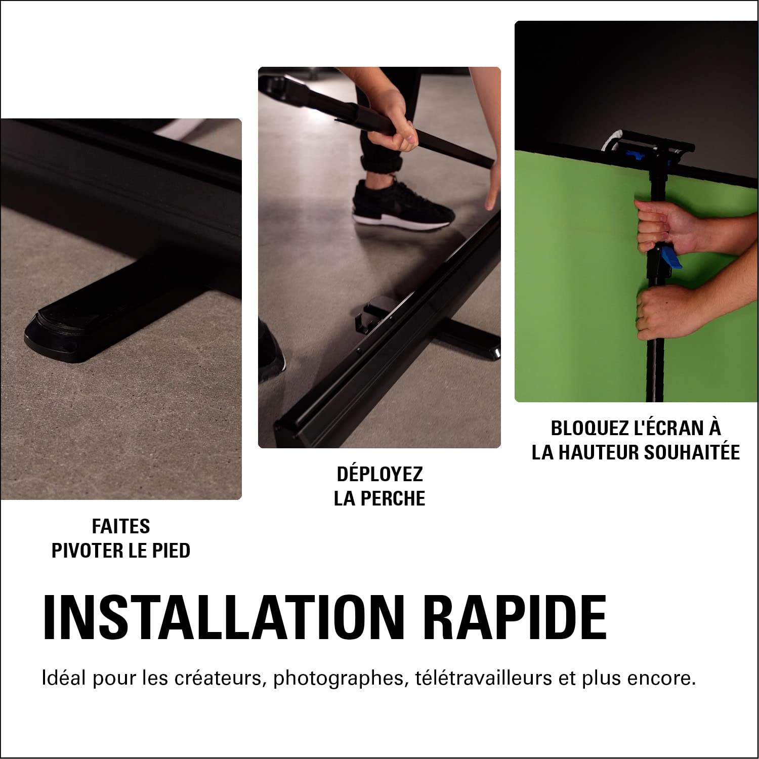 Elgato Green Screen XL - 2x1.82mFond Vert rétractable pour enlever l’arrière-Plan en Streaming ou visioconférence, sur Instagram, TikTok, Zoom, Teams, OBS