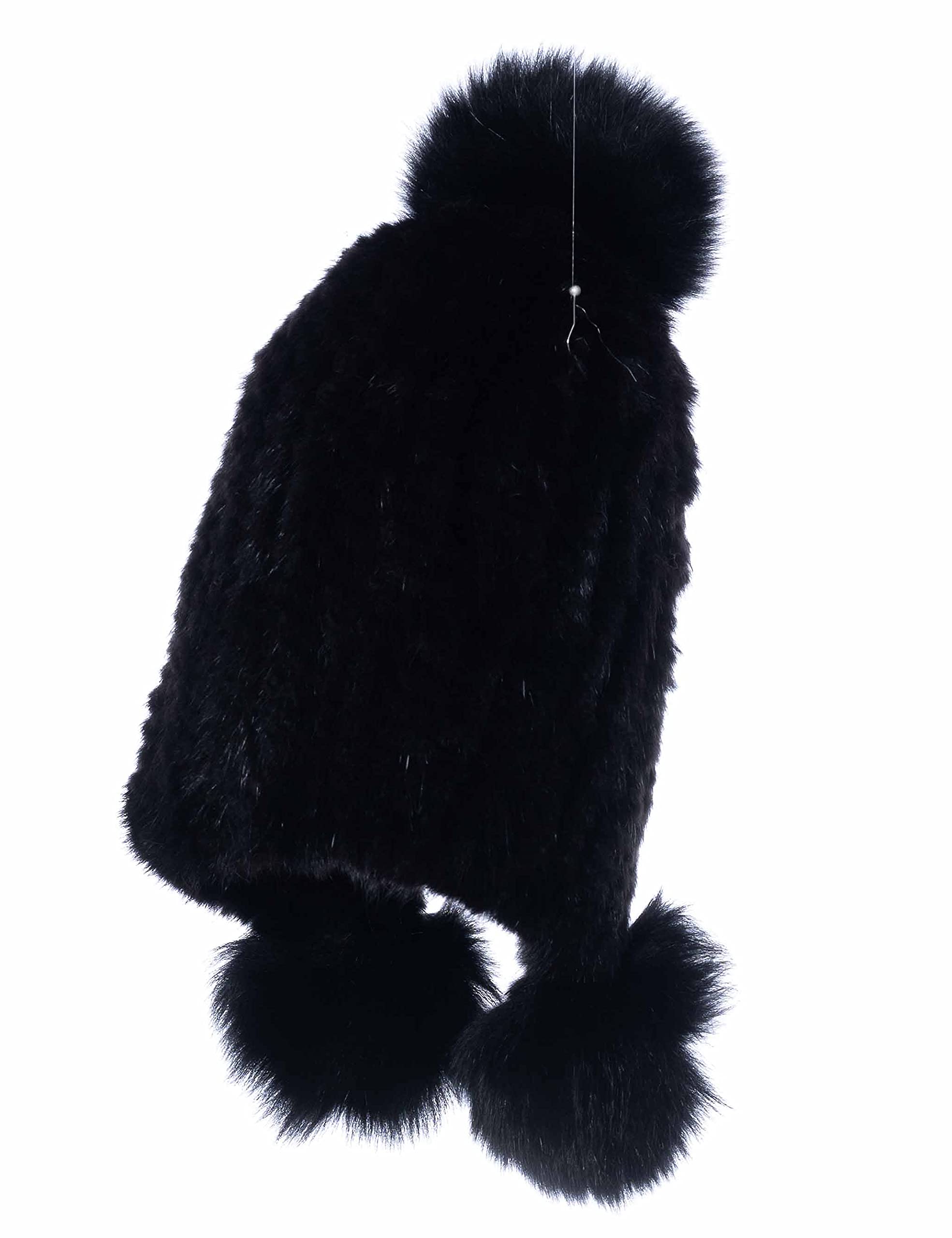 HEIZZI Czapka typu beanie z prawdziwego futra, damska, Weather Rex, z dzianiny, z futrzanym futerkiem, puszysta, piekarz, brązowy, jeden rozmiar