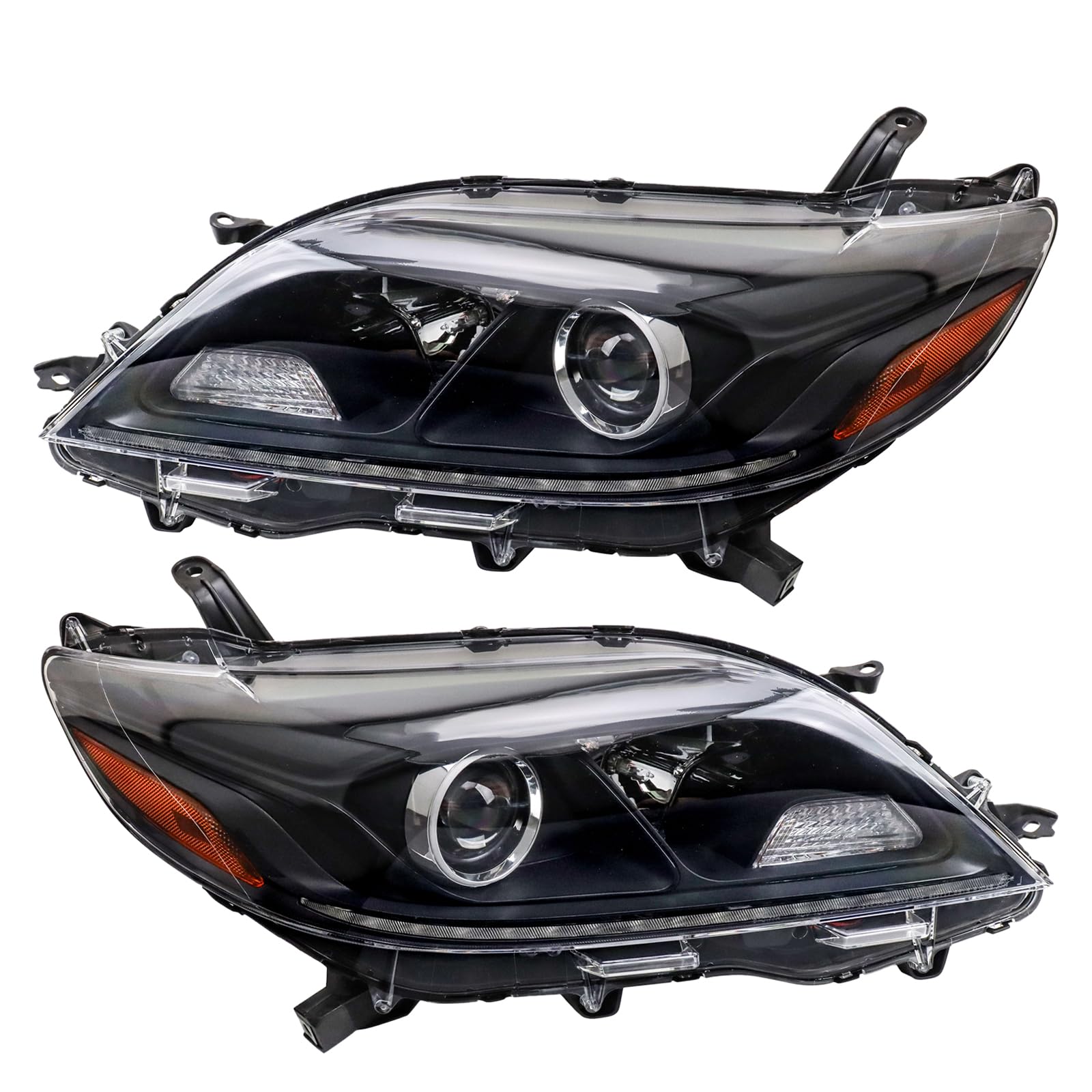 TRQ Headlight Assembly Set Headlights Driver & Passenger Side Compatible with 2020 Toyota Sienna TO2502289 TO2503289