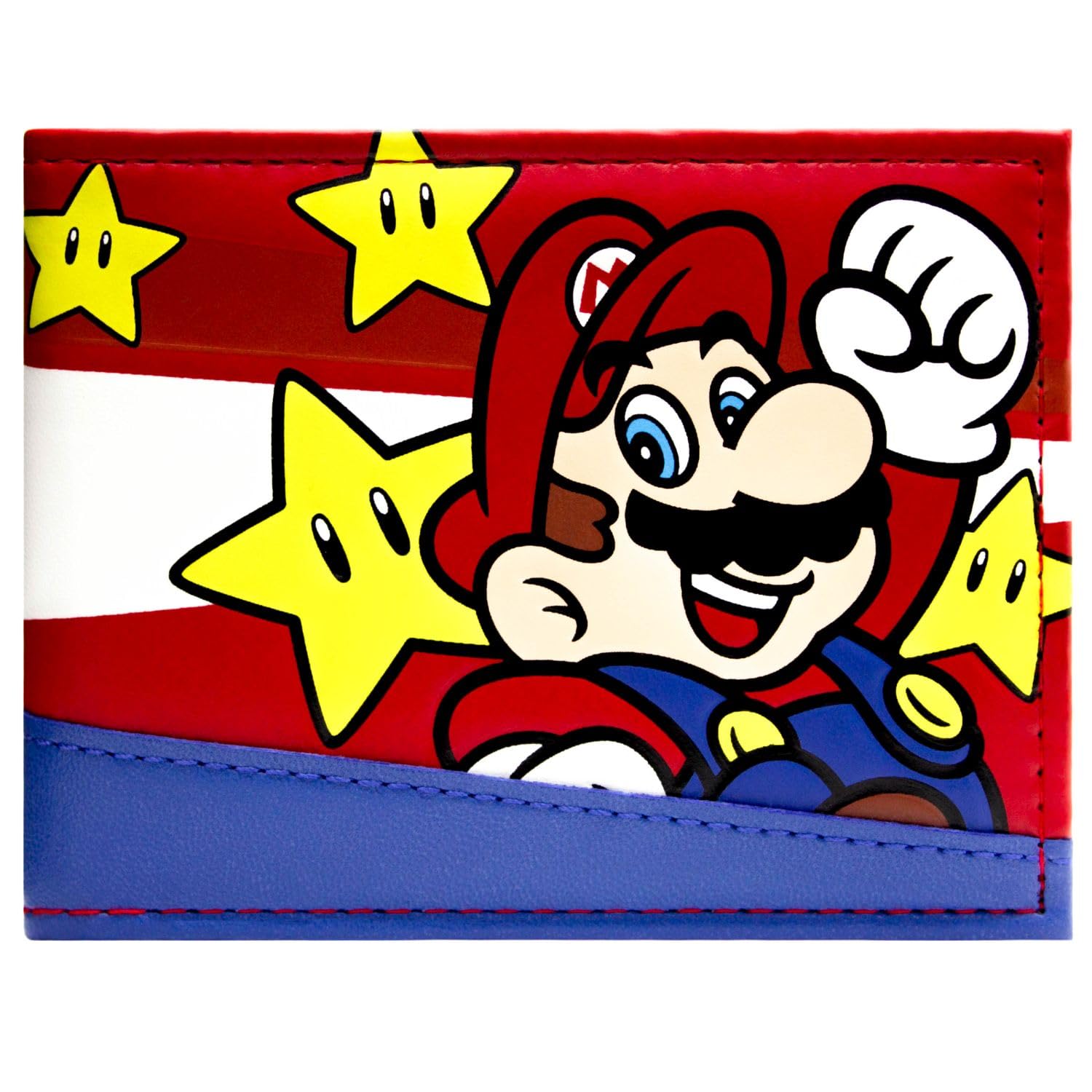 It's-a Me, Mario! Invincibility Star Jump Pose Wallet Bi-Fold ID & Card Holder, Red