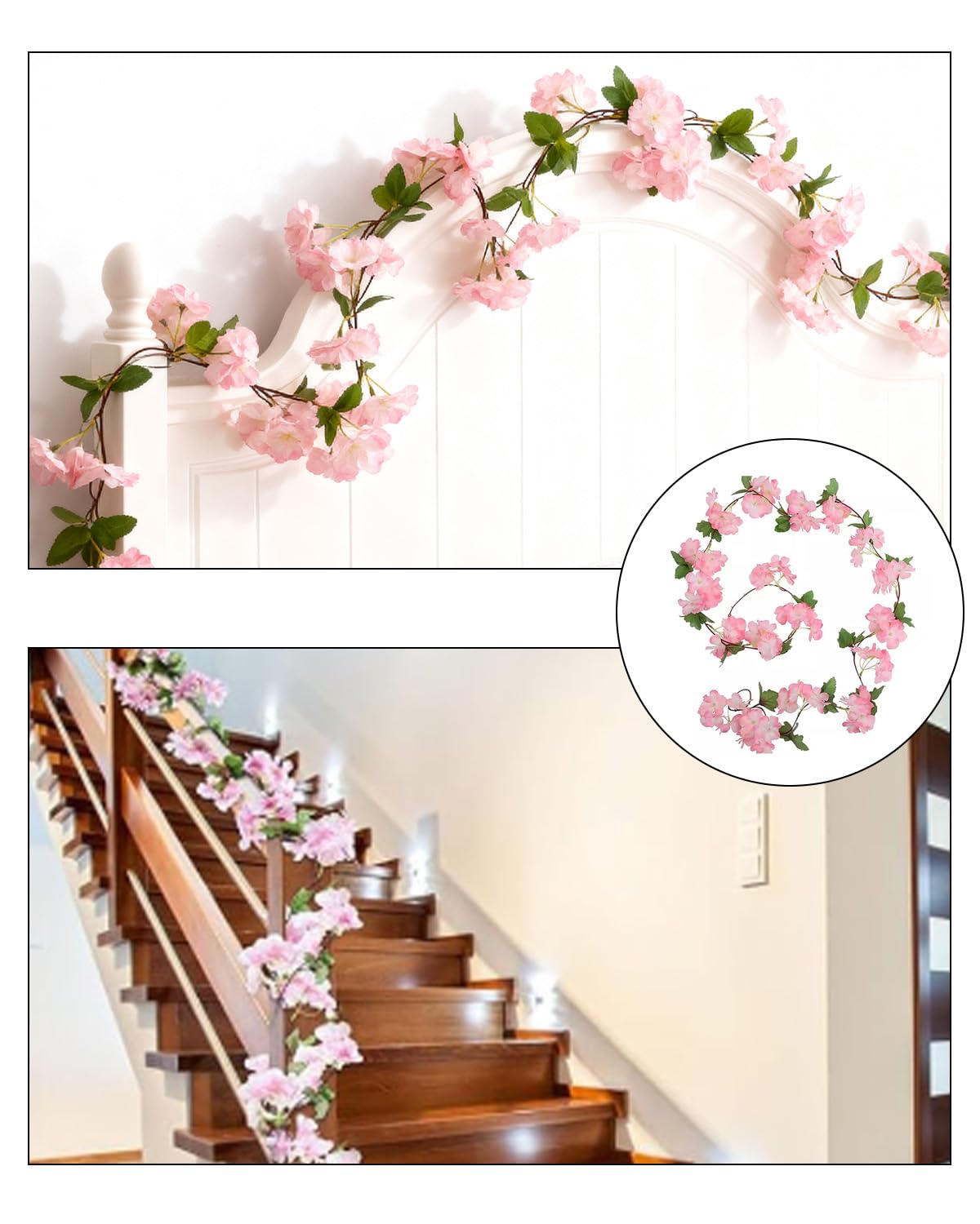2 Rami Di Fiori Di Ciliegio Artificiali Rosa - 230 Cm Con 18 Fiori Per Decorazioni Matrimonio, Festa E Giardino