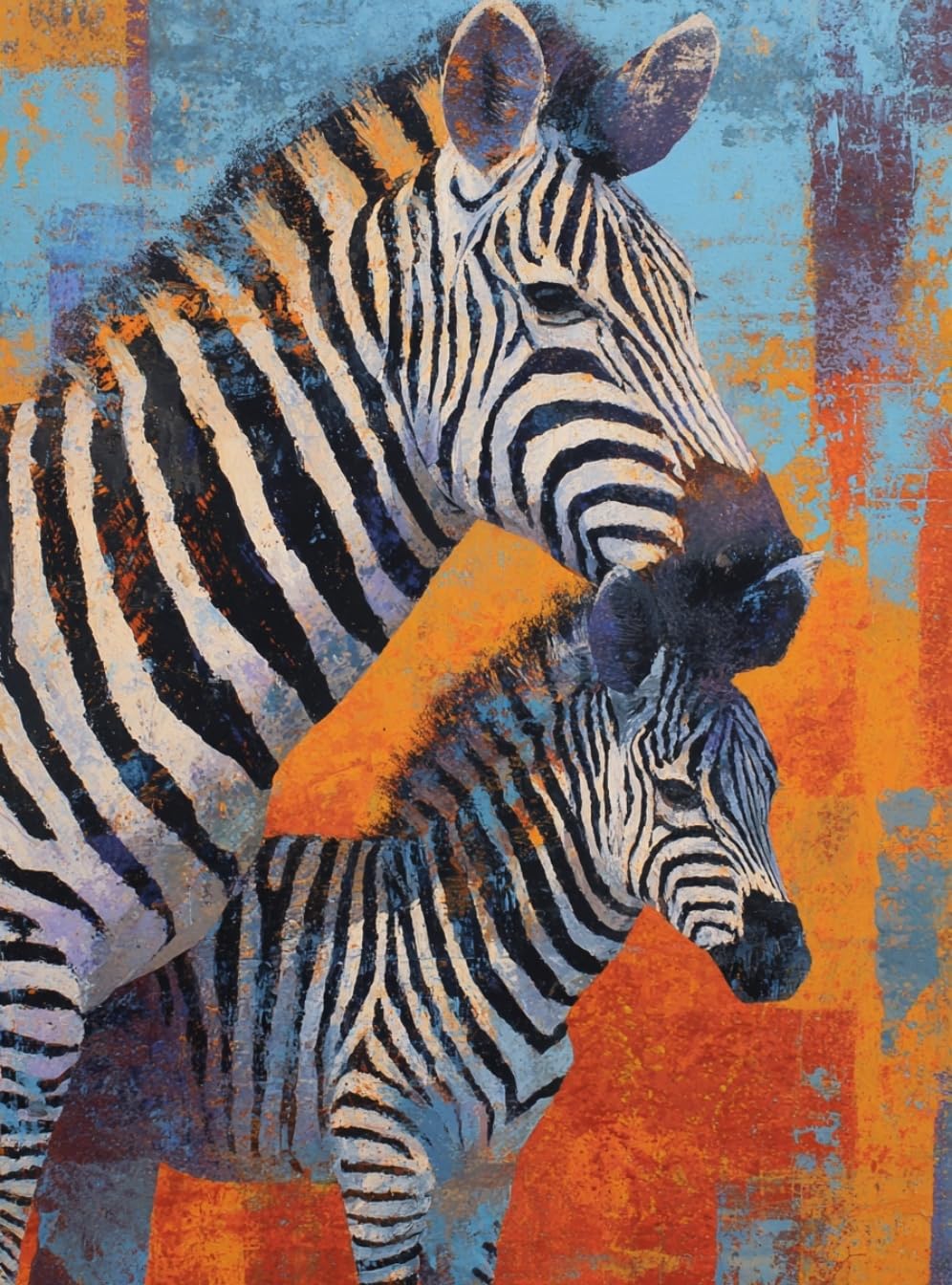 WANGWANGMIAO Paint by Numbers for Adult,Zebra Mother Cuddled ffectionately DIY Canvas Oil Painting Kit for with Paintbrushes Acrylic Pigment Drawing Paintwork 16x20inch，with Frame