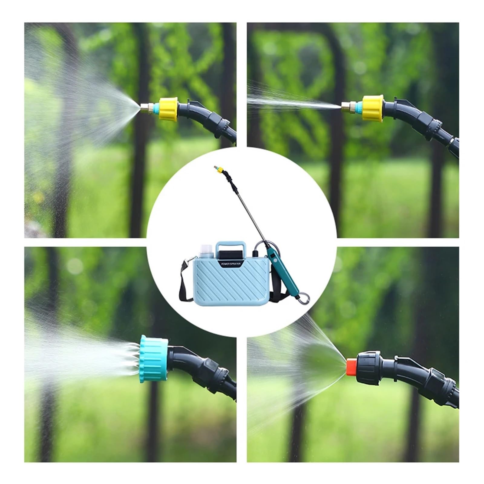 Spruzzatore elettrico, Spruzzatore da giardino elettrico 5 litri, spruzzatore prato ricaricabile tramite USB con bacchetta telescopica, tracolla regolabile, 2 ugelli nebulizzatori(5 Meters Water Pipe)