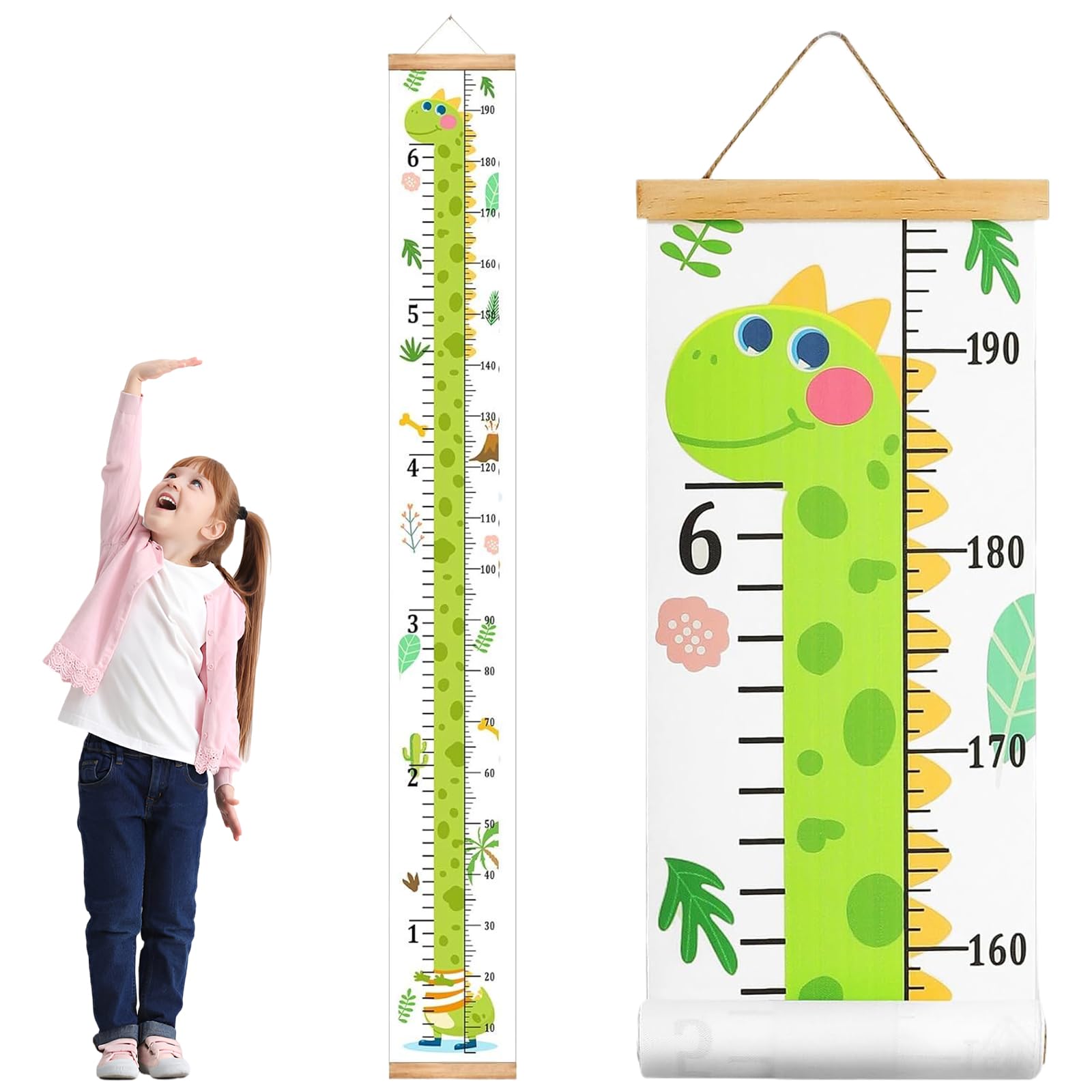 CATOR Toise Pliable en bois murale enfant, Toise Croissance hauteur, Toile Hauteur Mesure pour chambre d'enfant, salon, salle de jeux, jardin d'enfants et autres décorations murales(200cm * 20cm)