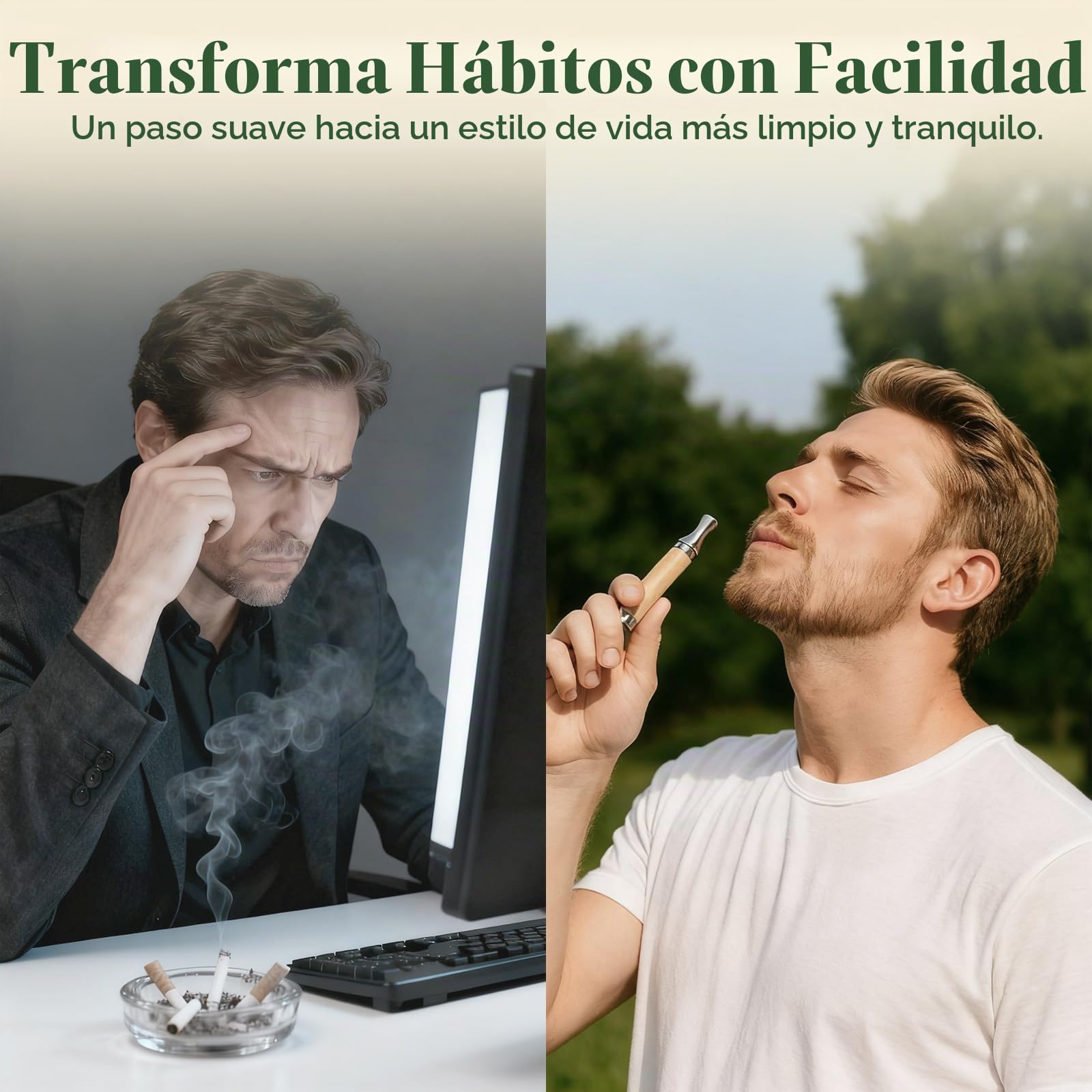 Inhalador Herbal Air Stick sin humo, barril de madera de arce y punta de acero inoxidable, 4 aromas: menta, limón, sandía y sin perfume, difusor de aroma relajante, portátil, no eléctrico