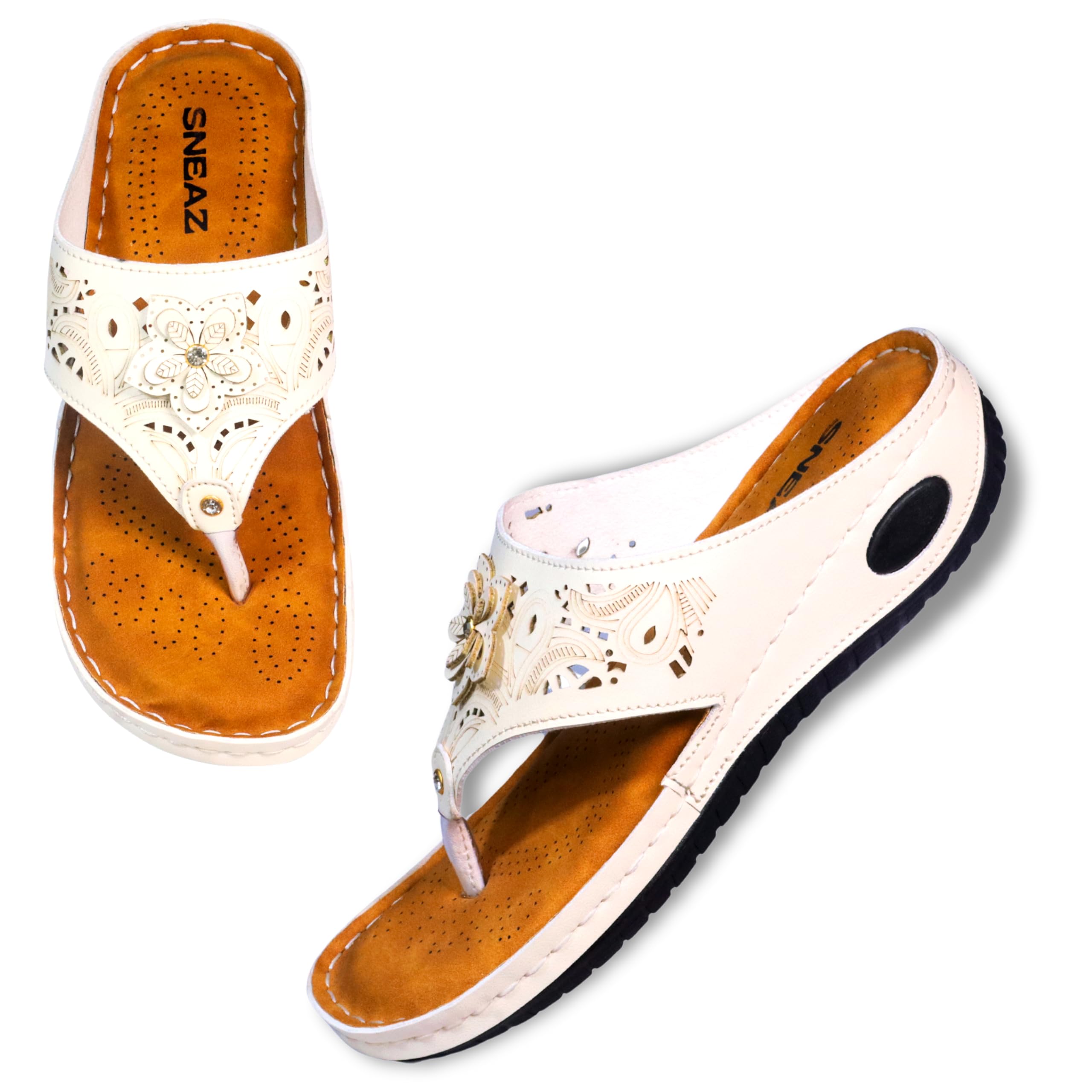 SNEAZ Dr. Ortho Sandals for Women Suitable for Knee Pain, Diabetic & Orthopedic Samdal (A1T-2290) (Off White) (B0CHJXPRJR) Amazon Price History, Amazon Price Tracker