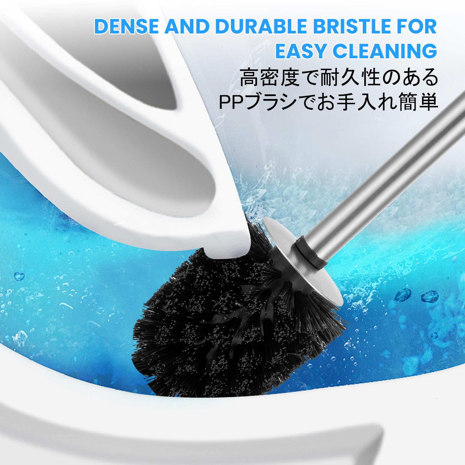 Brosse De Toilette Longue Manche Smartbin Brosse WC SUS304 Acier Inoxydable – Support Brossé + Manche Long 30 Cm – Poils PP Haute Densité – Argent