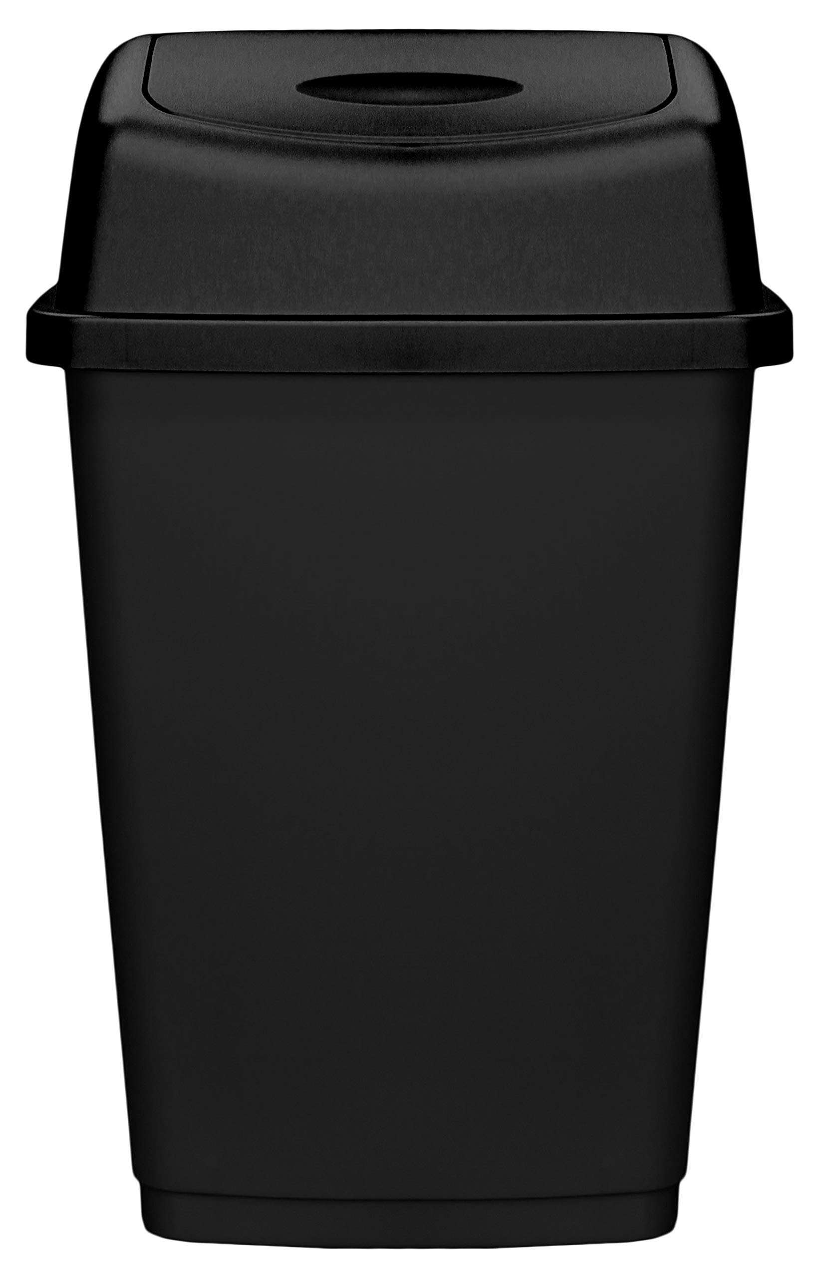 Muddy Hands Black 50 Litre Large Plastic Swing Bin Flip Top Home Kitchen Rubbish Waste Dustbin (Black)
