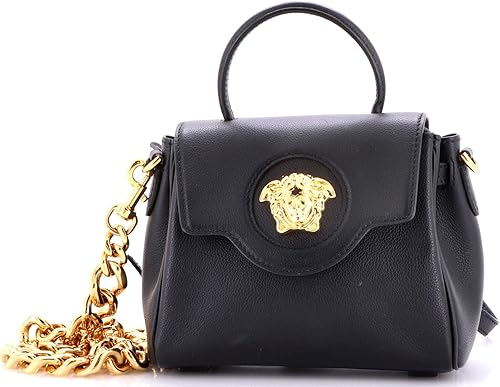 Pre-Loved La Medusa Top Handle Bag Leather Small, Black