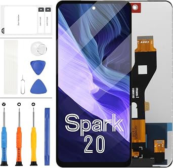 Screen Replacement for Tecno Spark 20,LCD Screen for Tecno Spark 20 KJ5 KJ5N LCD Display Touch Digitizer Glass Full Assembly with Tools 6.6" Black no Frame