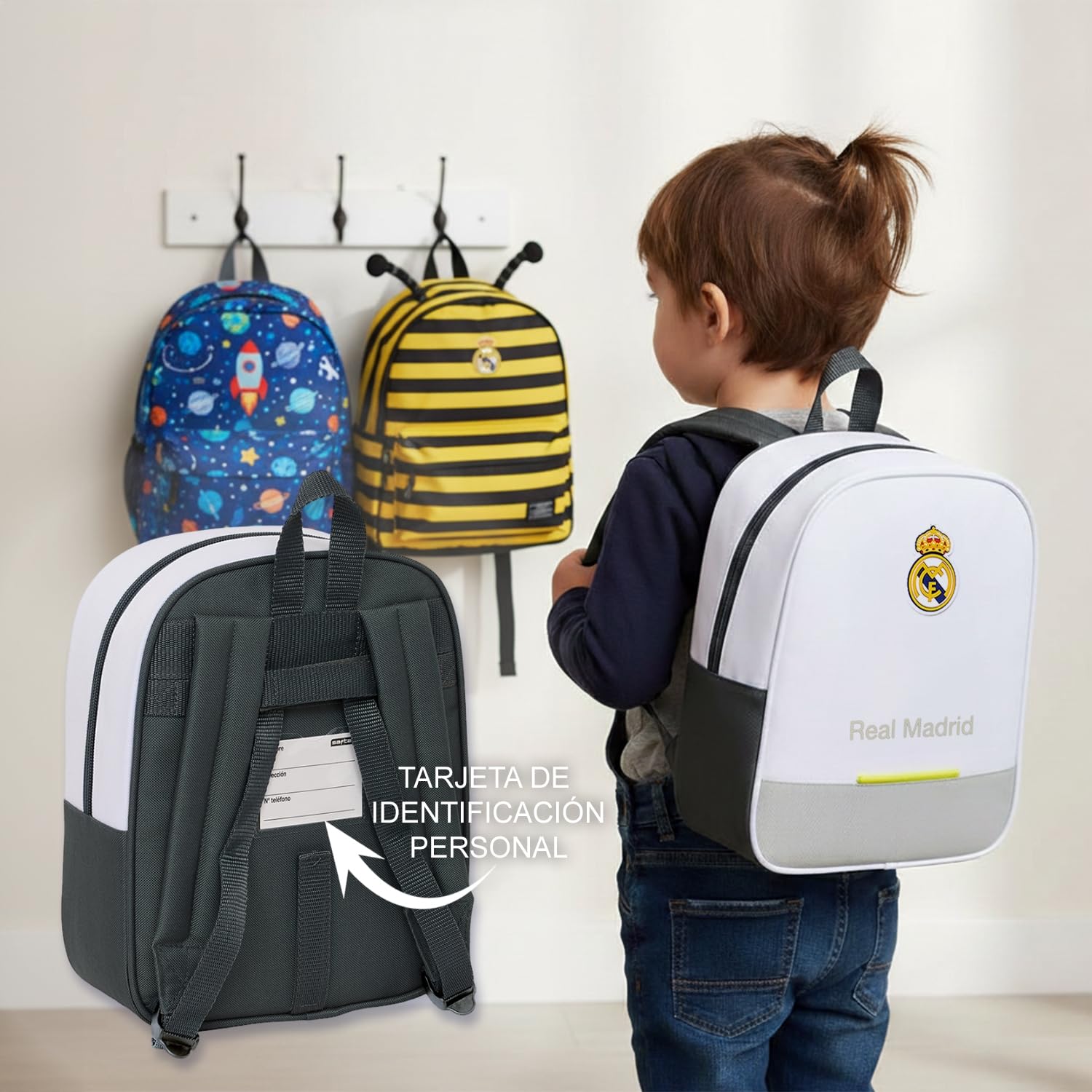 Mochila Real Madrid Viaje Gran Capacidad y Respaldo Acolchado Licencia Oficial Resistente Niños, Jóvenes y Adultos