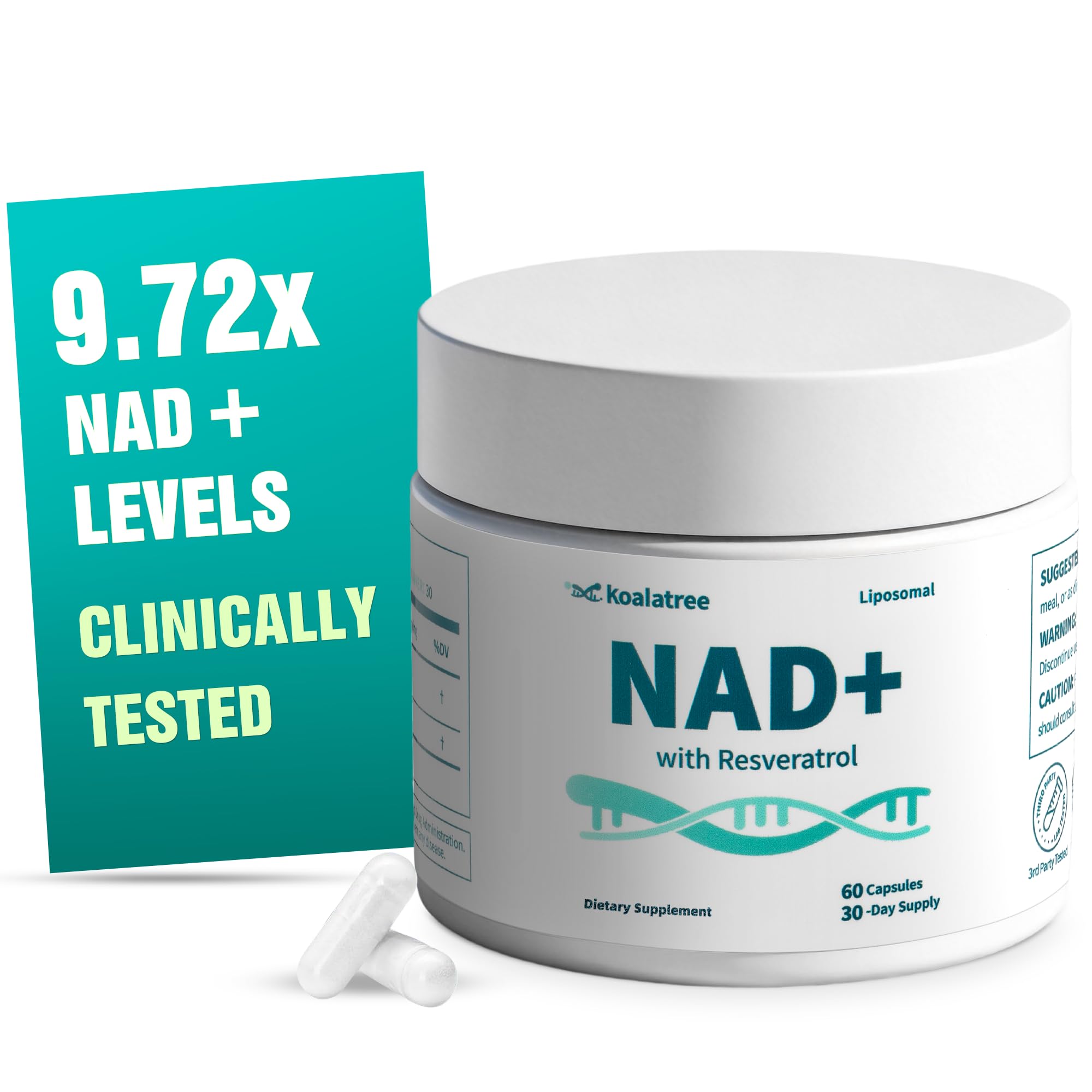 NAD Liposomal NAD+ Supplement 1100mg NAD Plus with Trans-Resveratrol - Support Cellular Health, Skin, Energy & Anti Aging for Women and Men - 30 Servings 1 Count (Pack of 1)
