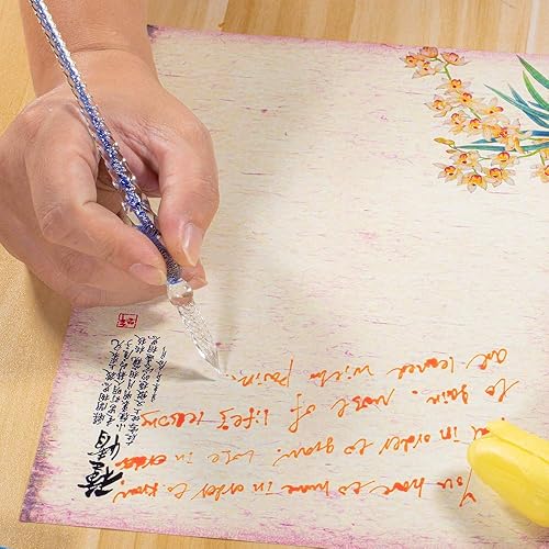 Miniatura 5 de Molshine - Pluma de inmersión de cristal de borosilicato hecha a mano de alta calidad, pluma para firmas, transparente, regalo empresarial, Azul