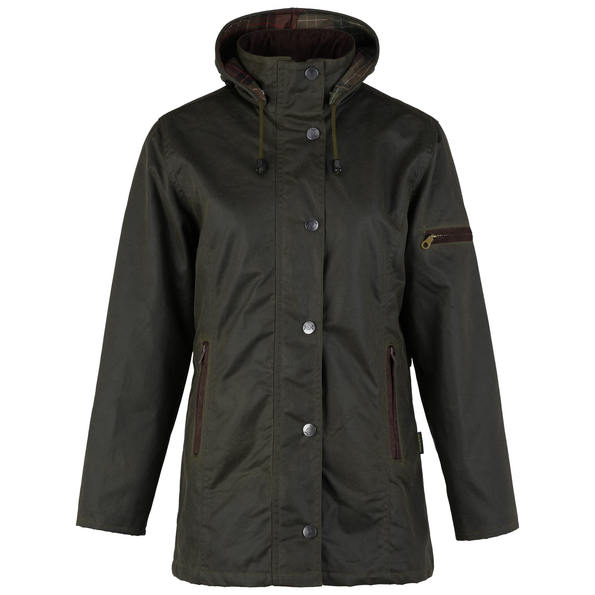 Romneys Damen-Wachsjacke New Ashdown - Robuste Wind- und wasserdichte, tailliert geschnittene Regenjacke inklusive Kapuze