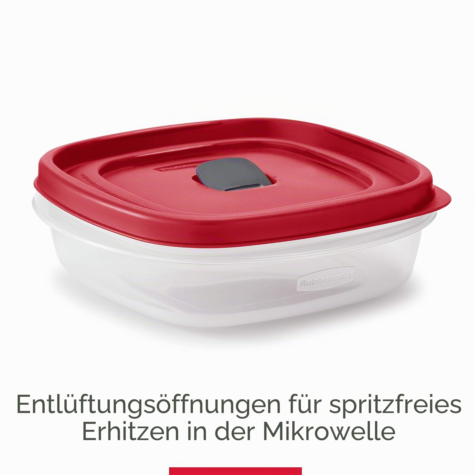 Rubbermaid 2108392 Leicht zu findende Deckel Frischhaltedosen mit belüfteten Deckeln, 8 (insgesamt 16 Stück), Kunststoff, Rot/Ausflug, einfarbig (Getaway Solids)