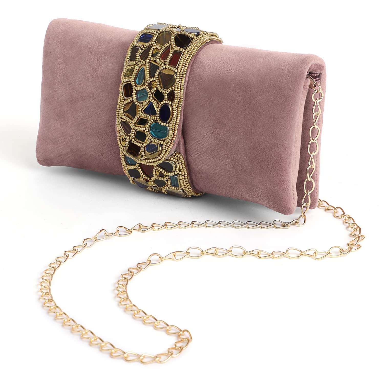 Pink Clutch Purses for Women Handmade Evening Handbag Stylish Bridal Fashion Clutch Bag for Girls (C118PK)-image-14