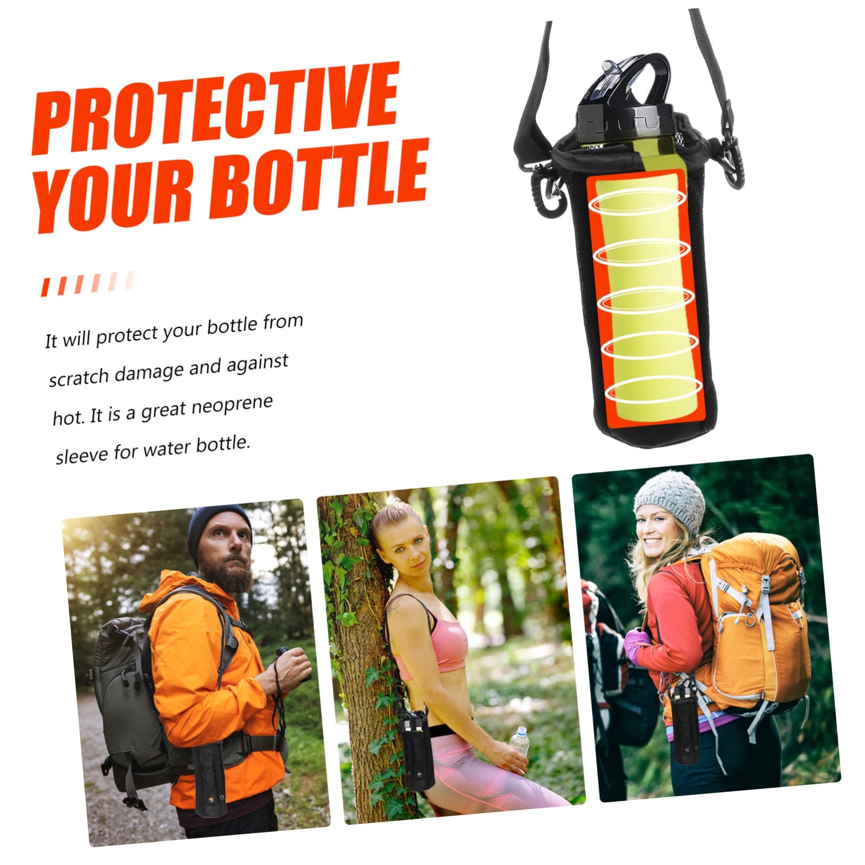 ibasenice 3 Stück Tasche für Wasserflaschen Flaschenbeutel Träger modern Wandern Trinkflaschenhalter mit Gurt Wasserflaschenhalter Wasserflaschenschlinge Oxford-Stoff Black