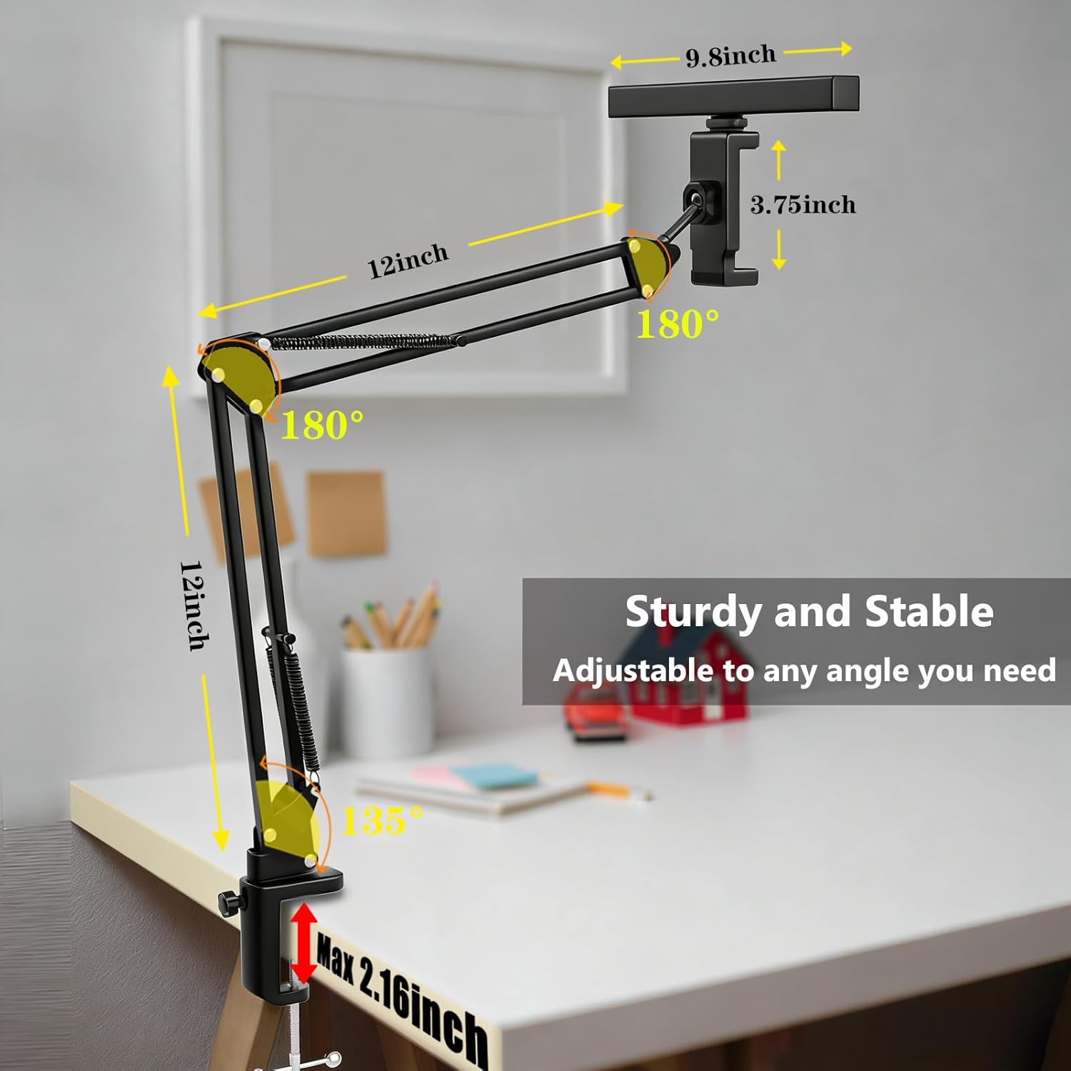 Desk Selfie Light with Overhead Phone Mount, Adjustable Arm & Phone Holder, USB Powered Video Light for Content Creation, Photo Shooting, Live Streaming，Video Recording - Image 6