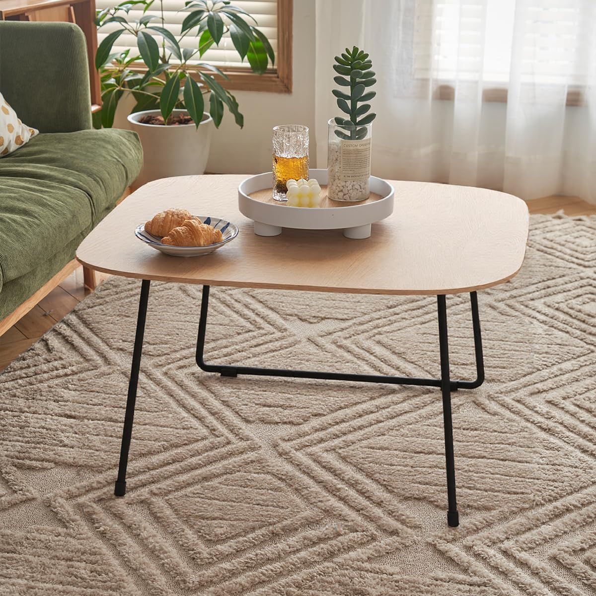 Modern 31 5 Square Coffee Table - Minimalist Wood Center Table with Rounded Corners Small Low Table for
