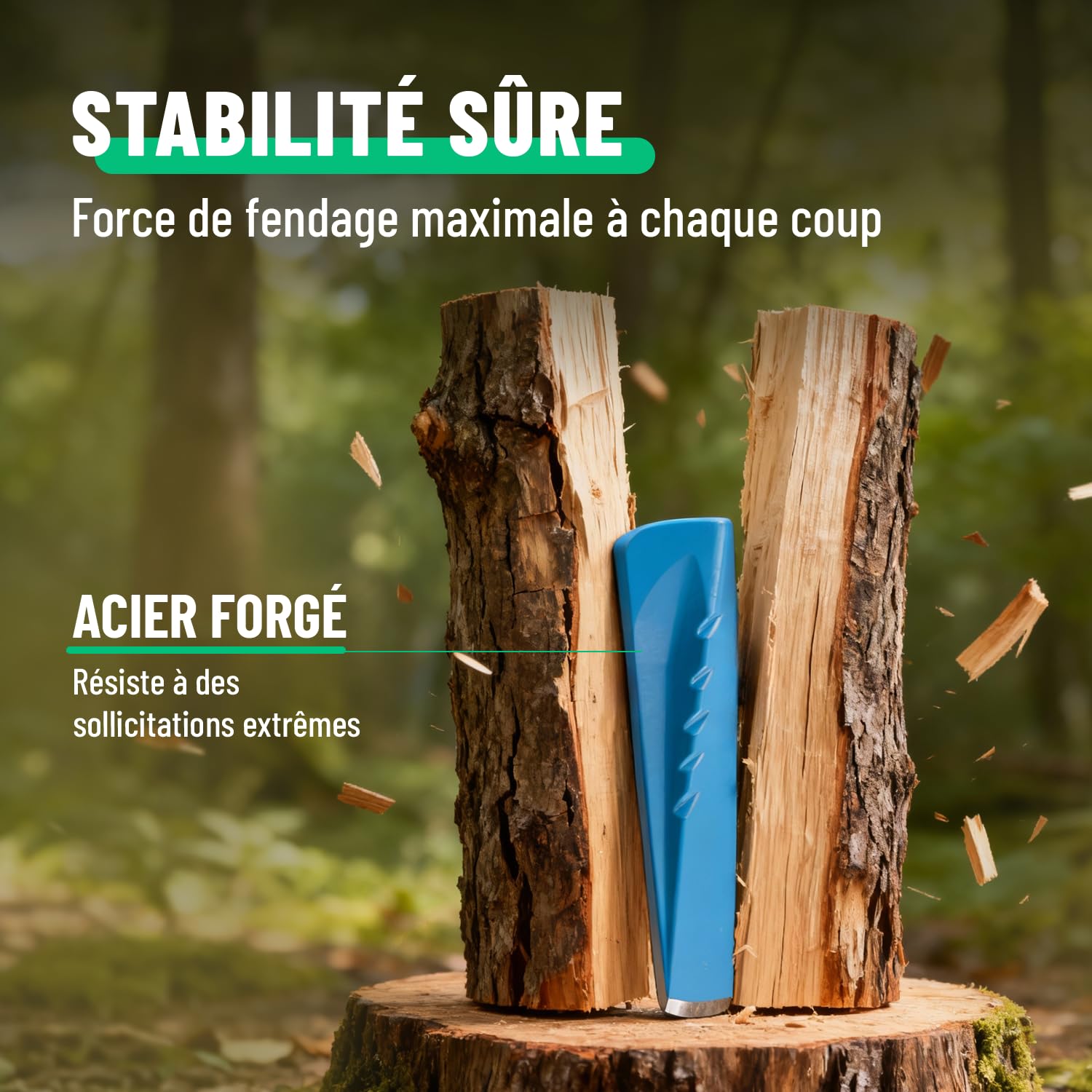 greate Coin Bucheron en Acier Coin eclateur Durable en Acier C45 - fendre buches Bois, fendeur de buche