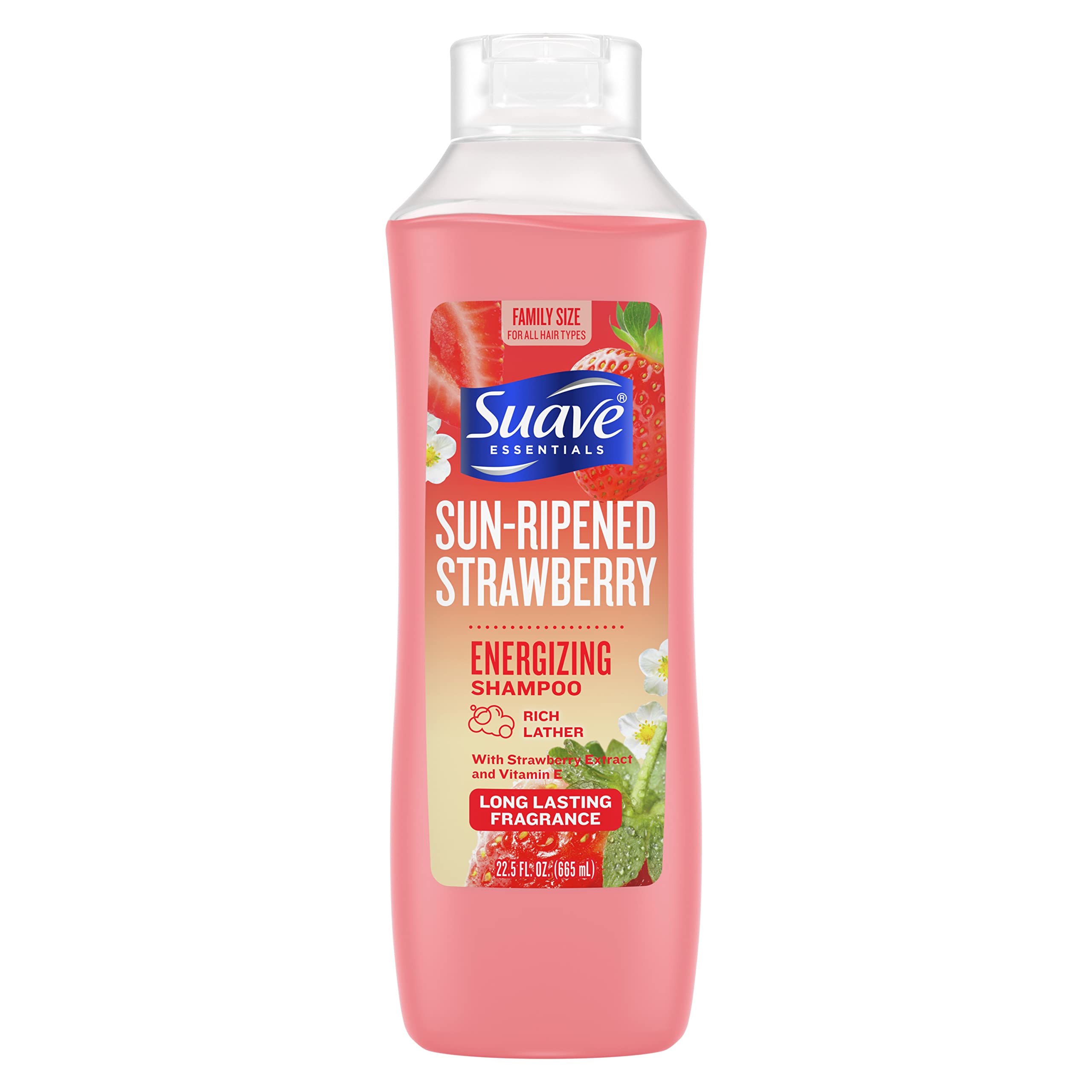 SuaveEssentials Energizing Shampoo, Infused with Strawberry Extract and Vitamin E, Strawberry Hair Shampoo with a Long Lasting Fragrance 22.5 oz