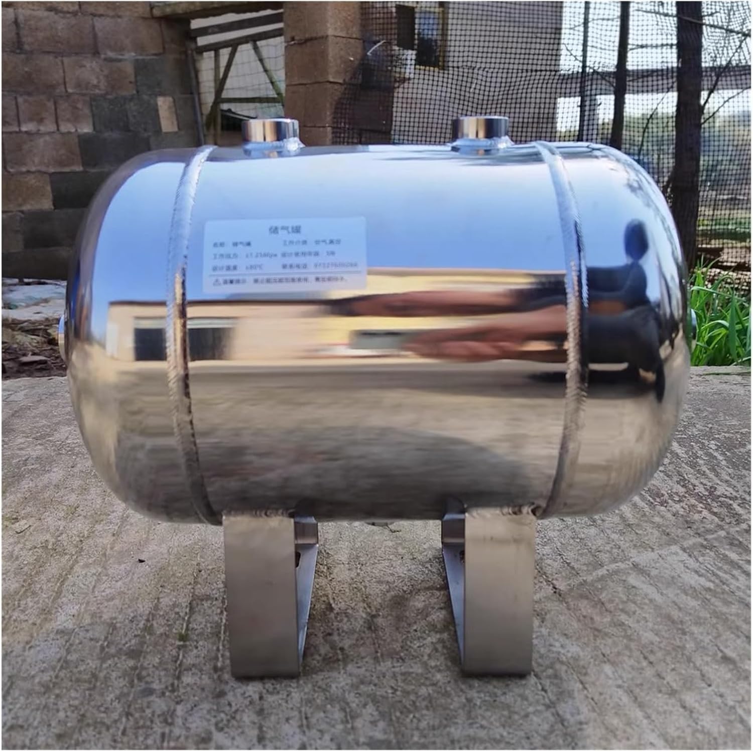 Serbatoio Aria Compressa Orizzontale 0,5-50L per Officine, Acciaio Inox Alta Pressione con Attacchi NPT 1/2'' & 1/4'' (Capacità: 0,5/1/2/5/10/20/30/40/50 Litri)(5L/1.32GaL(34x16x23.5cm/13.4x6.3