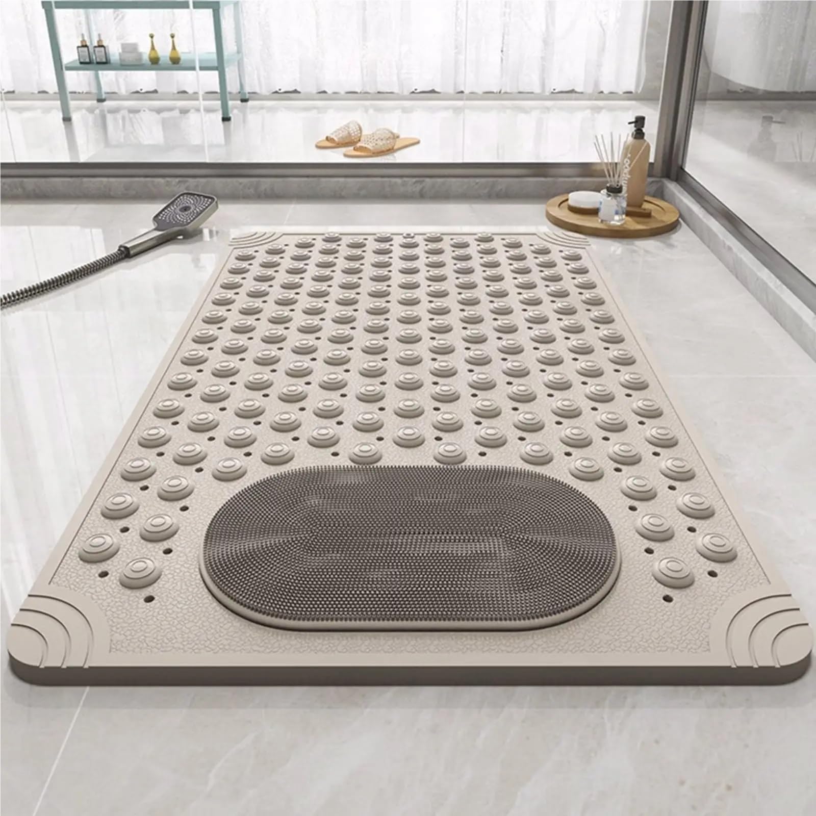 Cuscino In Lattice Tappetino antiscivolo for doccia supportato da una potente ventosa massaggiante in materiale PVC con fondo for il bagno dell'hotel