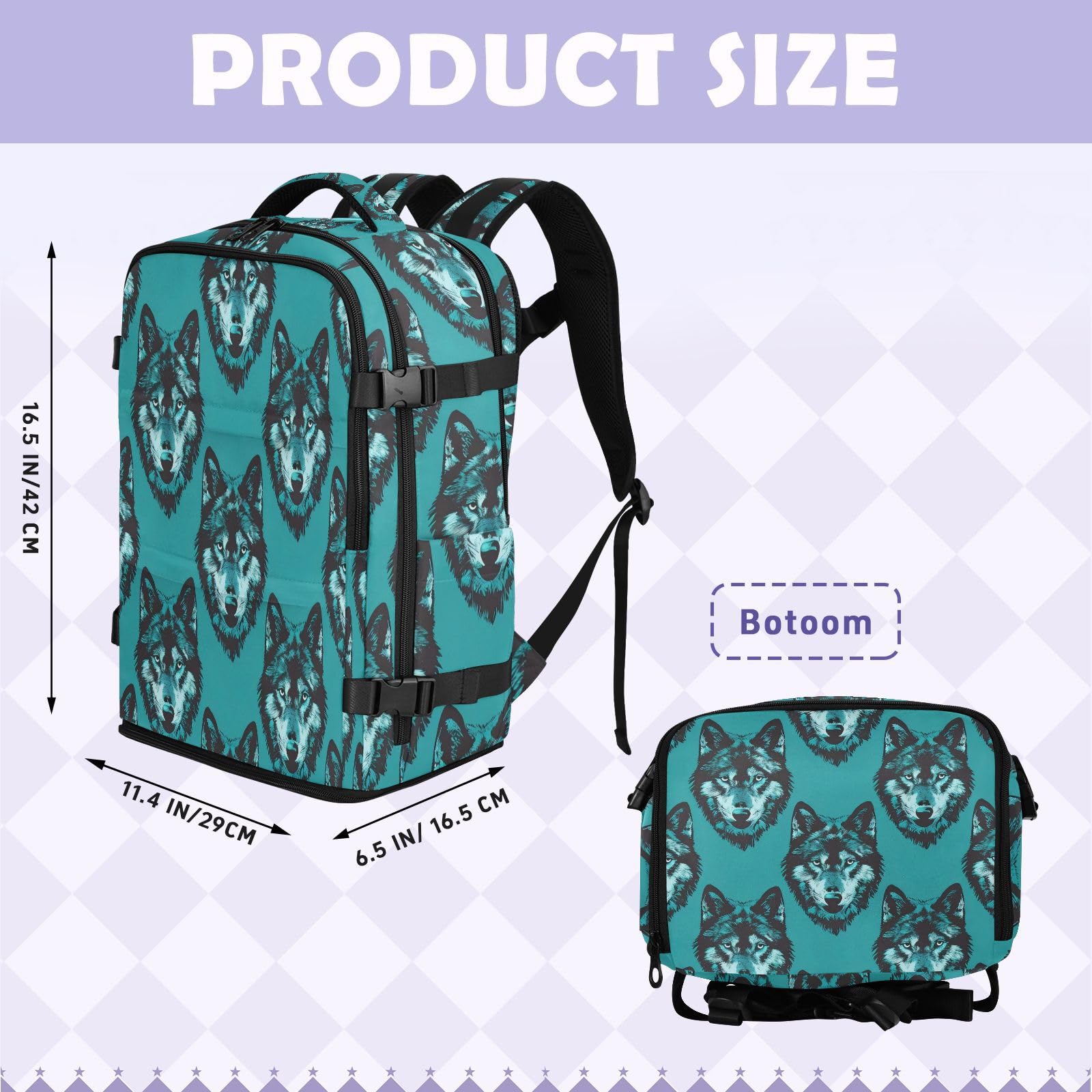 Plecak Torba na laptopa 15-calowa torba na laptopa do szkoły 20 l | Stylowa torba podróżna stary styl zwierzę wilk turkus podróż niezbędnik do samolotów mochilas para hombre 20L