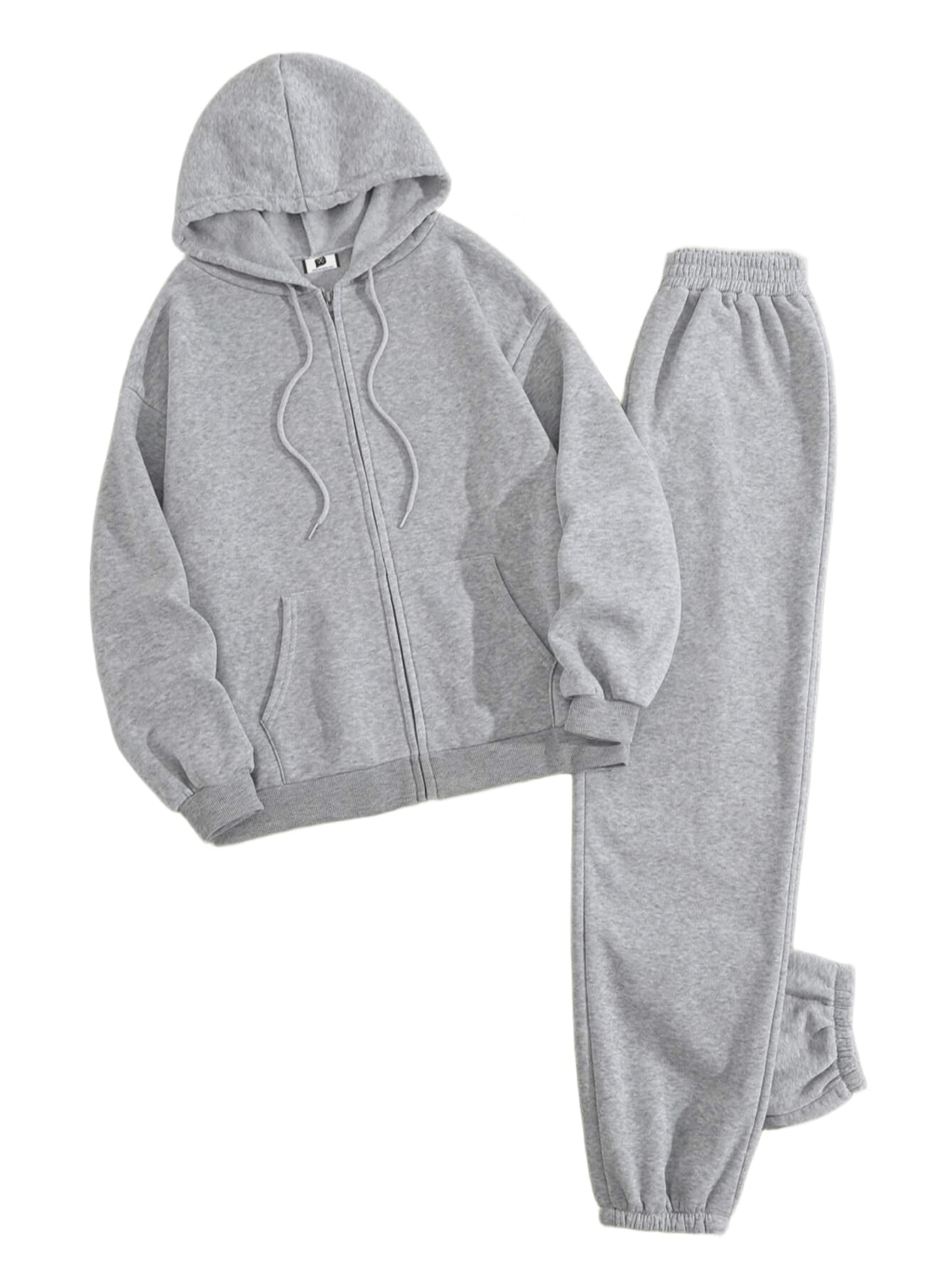 sxv style Zip Up Drawstring Thermal Lined Hoodie & Sweatpants-picture-24
