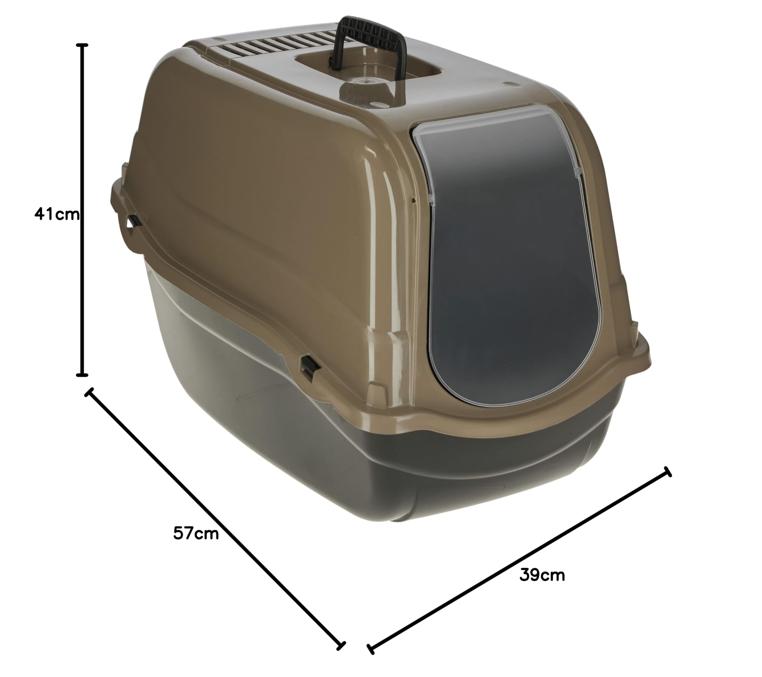 Kerbl Pet Kuweta dla kota Emma Eco, kuweta dla kota, czarna/brązowa, 57 x 39 x 41 cm, w 100% z tworzywa sztucznego pochodzącego z recyklingu, z filtrem i drzwiami, łatwe czyszczenie