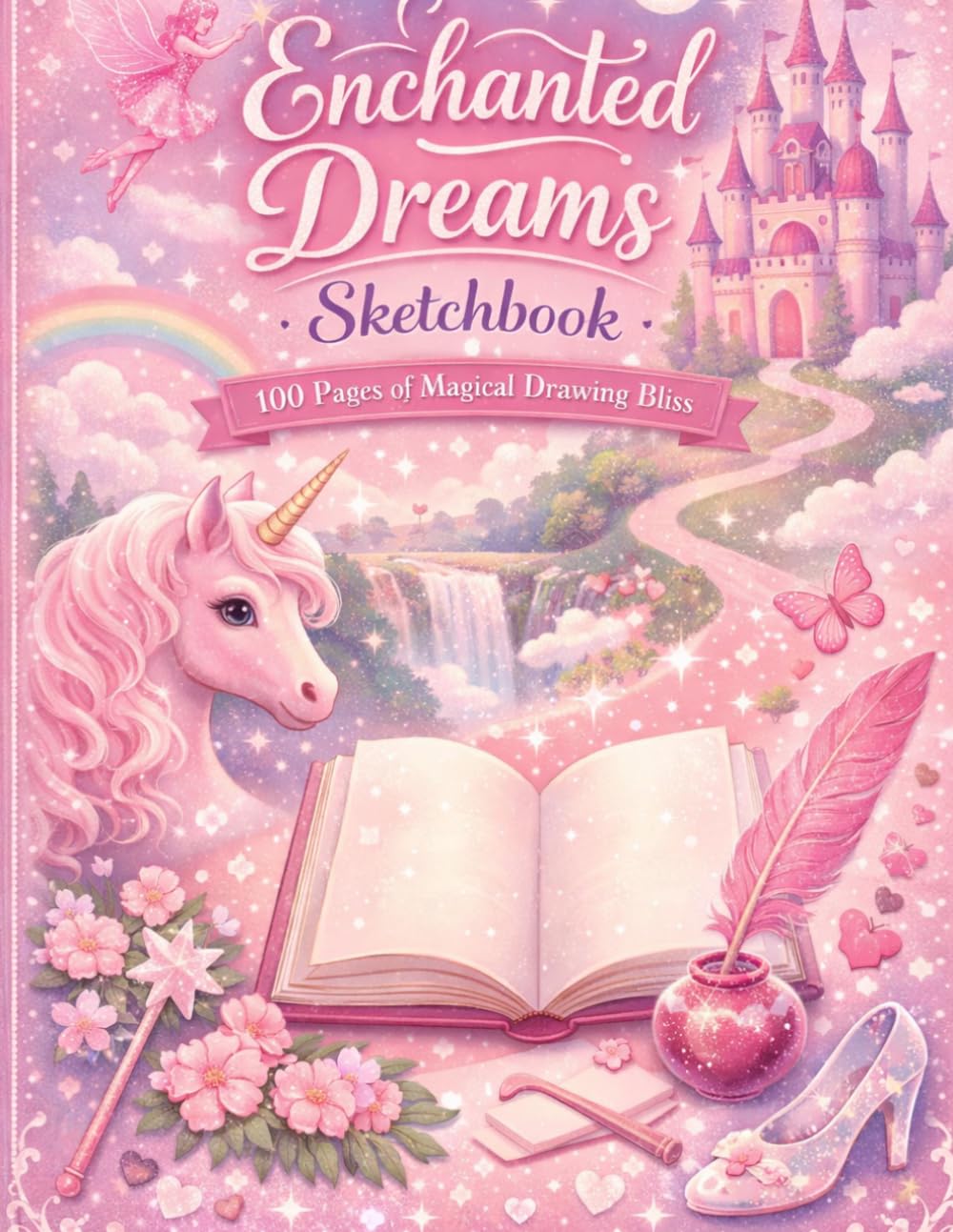Girly Pink Pastel Sketchbook: 100 Pages Blank Drawing Book for Girls, Teens & Kids | Cute Fairytale Aesthetic Doodle Art Notebook: Magical Enchanted ... Doodling, Sketching & Artistic Expression