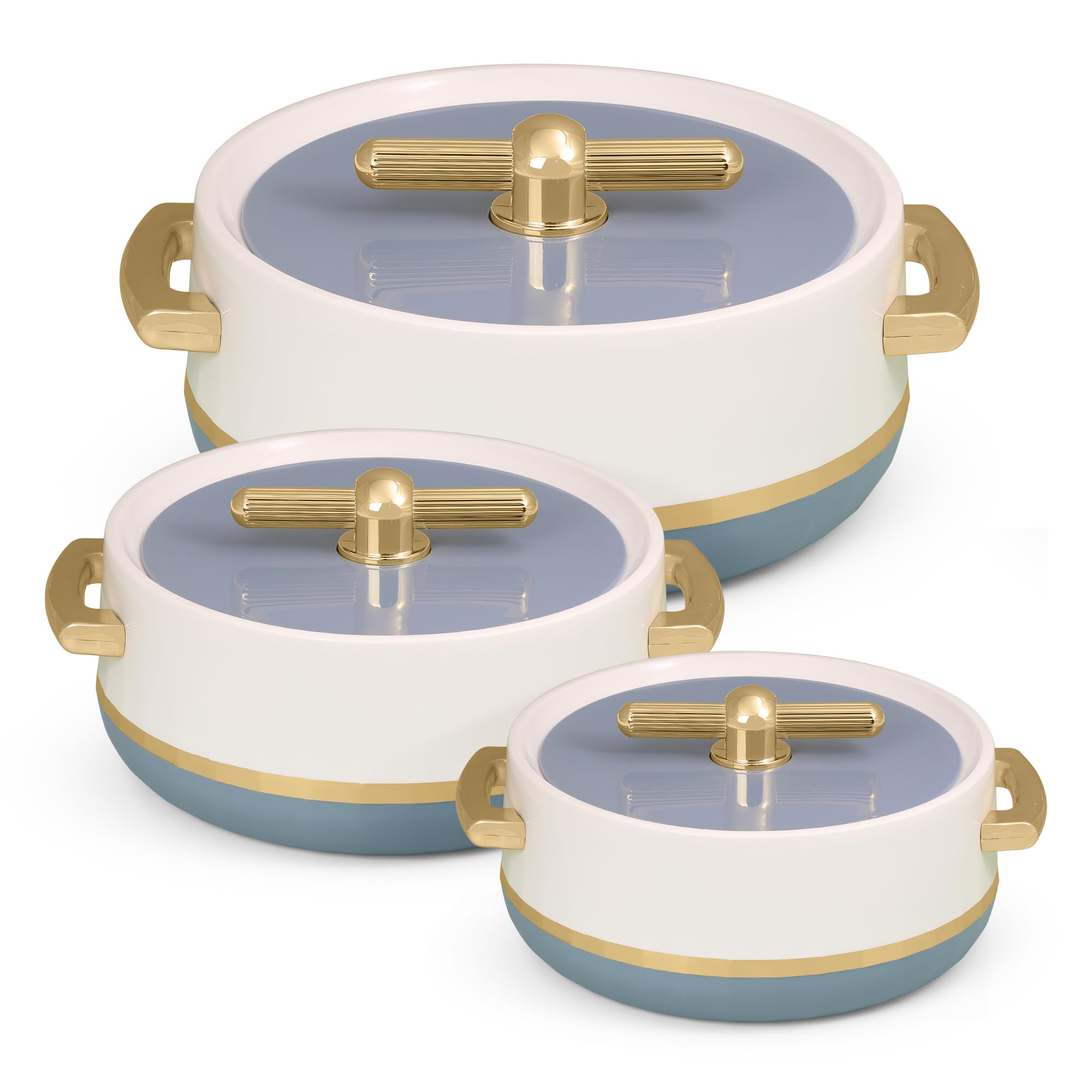 Selvel Elegance Royal Inner Steel Casserole Set of 3 (1700ml, 1200ml, 600ml)|BPA Free|Advanced P.U. Insulation|Keeps Food hot & Fresh Chapati, Roti, Biryani (Royal Stone Blue)