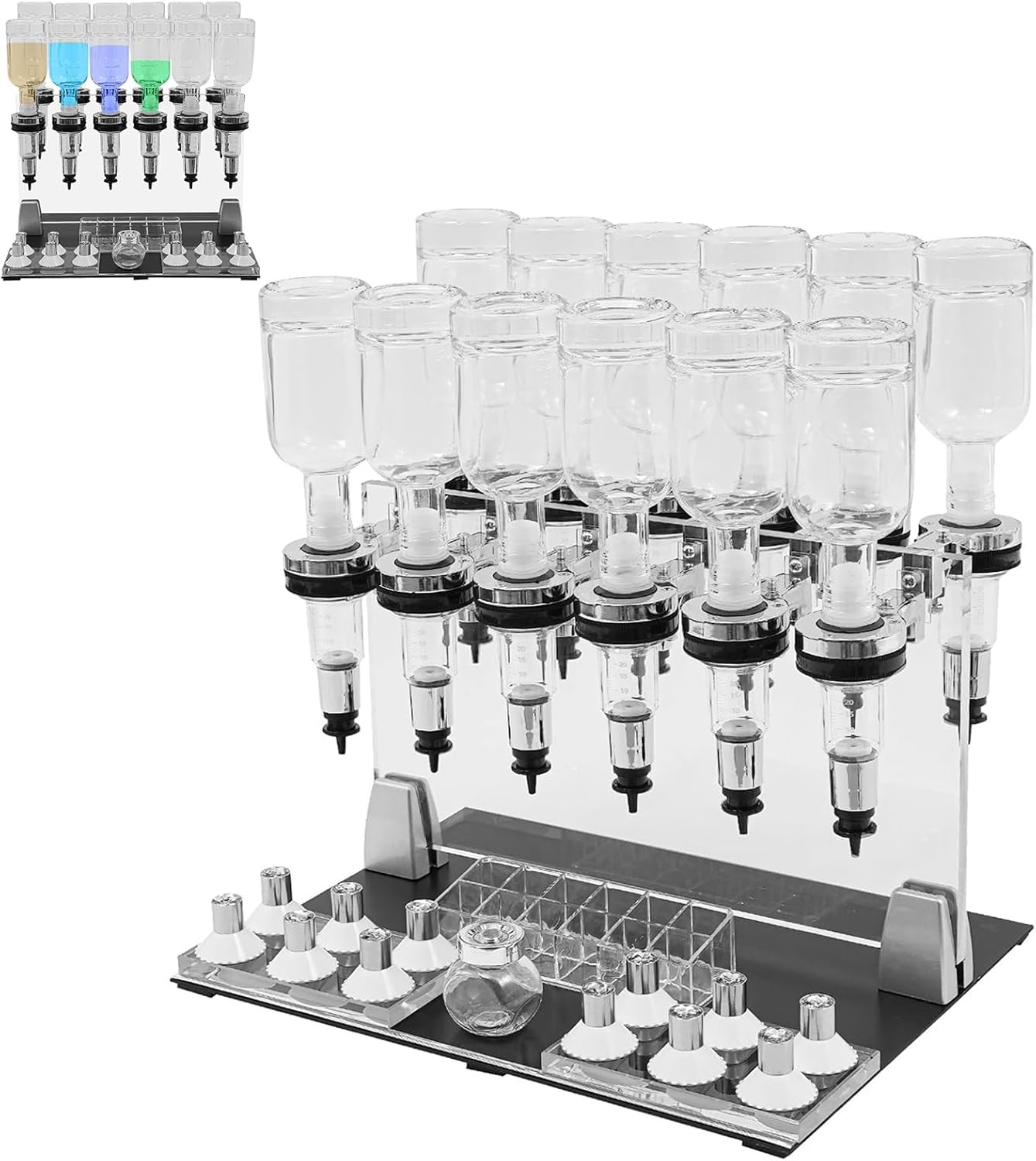 12-Bottle Perfume Dispenser Kit - Manual Filling Machine with Adjustable Pumps & Scent Testing Cups for DIY Fragrance, Salons, Studios, Bars - Perfect for Custom Scents