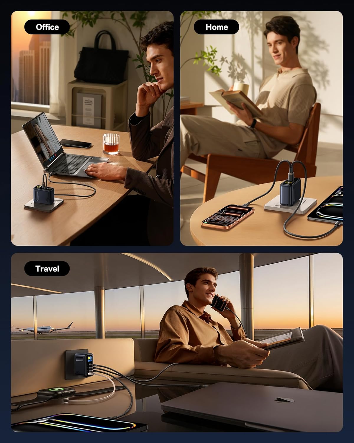 Baseus Picogo 140W USB C Charger, 4-Port Multi-Device Fast Charging Laptop Charger with Smart Display & Touch Control, GaN Power Adapter for MacBook Pro, iPhone 17/16, Pixel, Steam Deck - Image 9