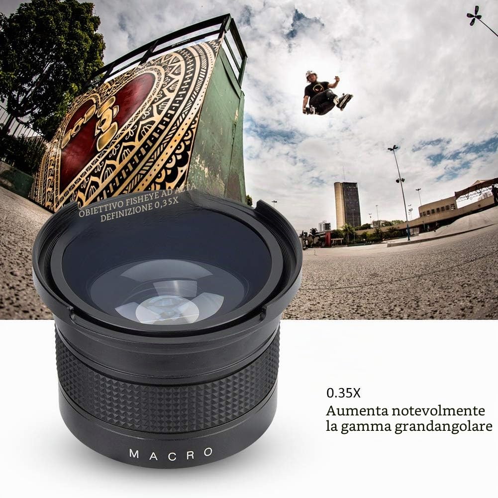 Obiettivo Fisheye da 52 mm, obiettivo grandangolare universale 0,35X con tappi per /// SLR e fotocamere digitali