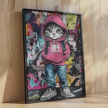Abstract Graffiti Cat 1000 Piece Puzzle for Adults Kitten Puzzle Toys 1000 Pieces Jigsaw Puzzles Creative Colorful Animals Theme
