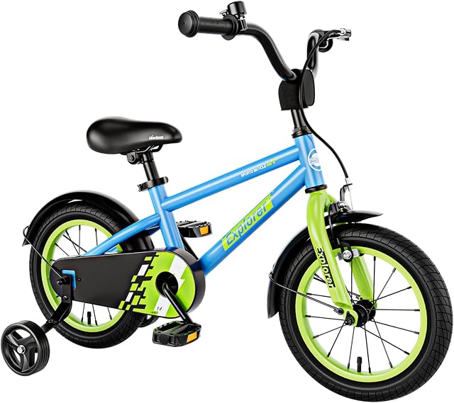 Olakids Kids Bike, 12 14 16 18 Inch Toddlers Bike for Boys Girls Age 3-8 Years, Children's Bicycle with Training Wheels Adjustable Seat and Handlebar, Handbrake and Coaster Brake