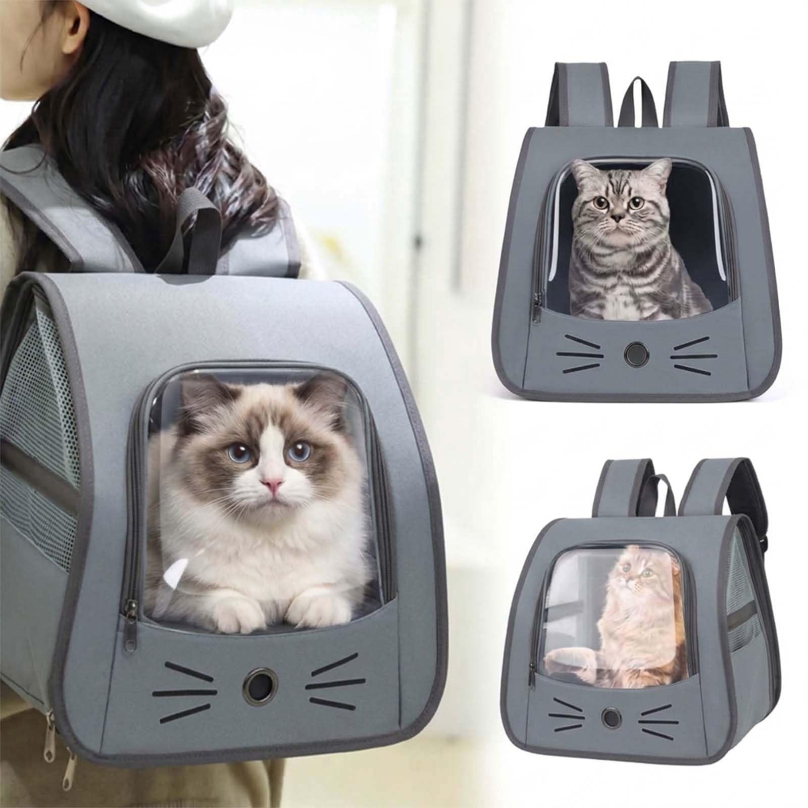 Bolsa para Mascotas Plegable,Mochila Gato y Perro,Mochila Gatos Transporte,Mochila Transportín Perro,Transportin Gato Mochilas para Gatos y Perros,para Mascotas pequeñas como Gatos y Perros (Gris)