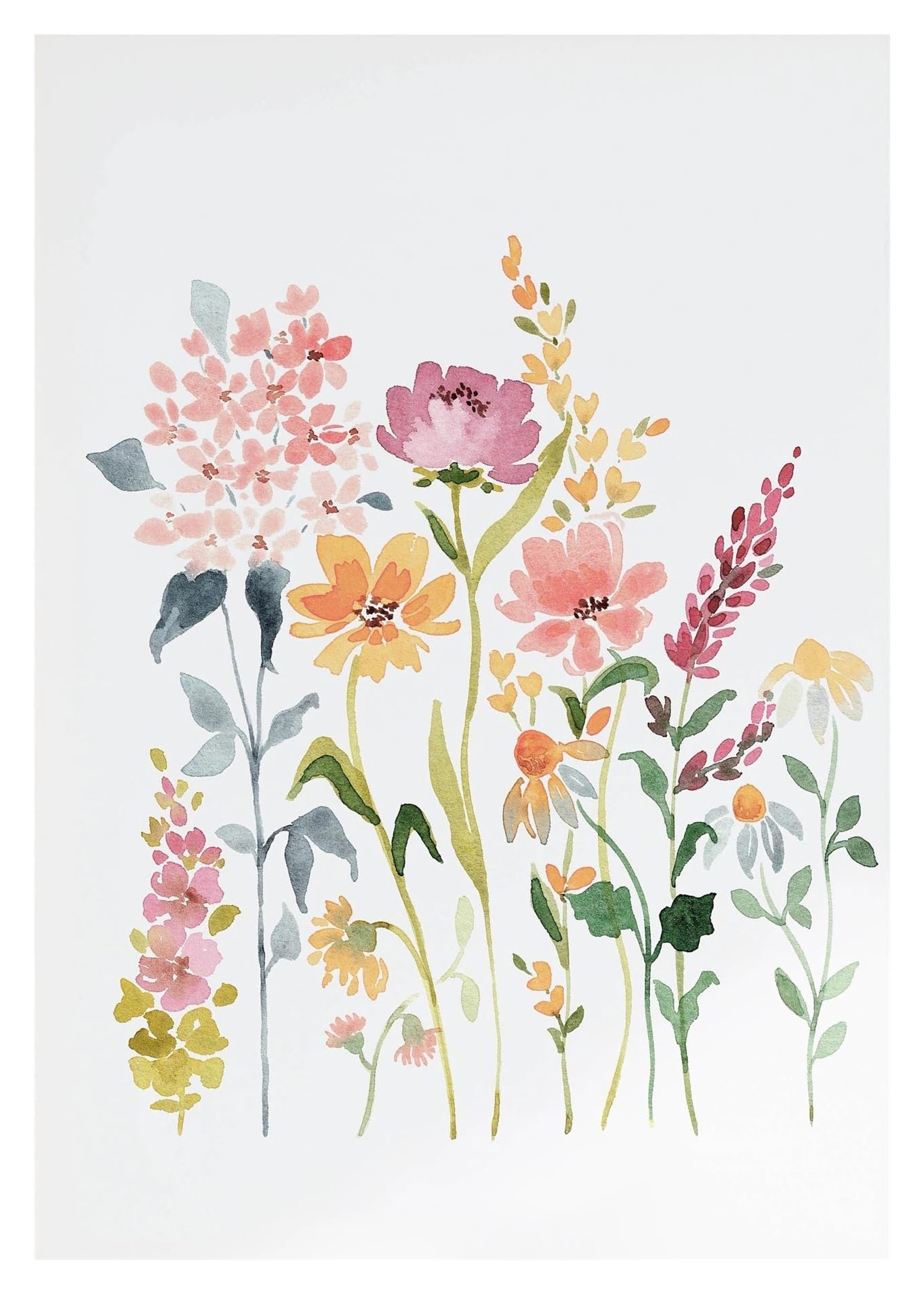 XENITE Wall Art Canvas Prints Watercolor Wildflower Watercolor Botanical Flower Poster Prints Plant Boho Wall Art Canvas Painting Pictures Living Room Decor(K,40X50cm)