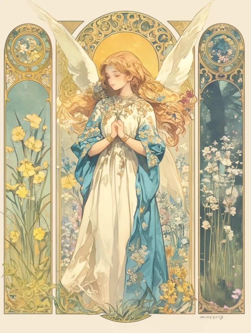 RKFLGEW 14CT Cross-Stitch Kits Anime Angel Woman Counted Fabric Cross Stitching DIY Art Needlecrafts Embroidery Kits with Scissors Accessories 40x50cm