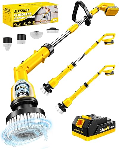 Limpiador eléctrico giratorio con batería de larga duración de 3 horas, cepillo de limpieza inalámbrico de alta potencia de 1000 W1200 RPM con mango