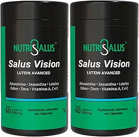 Luteína, Zeaxantina, Astaxantina, Complexo com Vitaminas A, C, E, Zinco, Cobre, 60 Cápsulas - Salus Vision - NutriSalus 2 Unidades