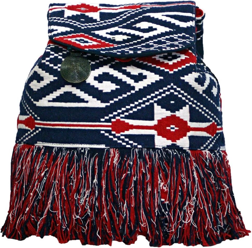 Red White and Blue Fashion Fringe Multipurpose Cotton Backpack