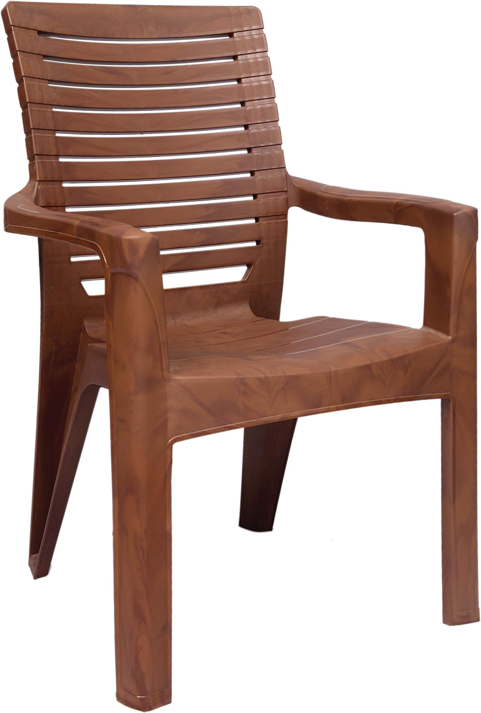 ANMOL Plastic Moulded Fortuner High Back Chair with Heavy Structure Build for Home, Garden, Office, Outdoor Brown (Heavy Sturdy Structure Matt Pattern) Pack of (1)