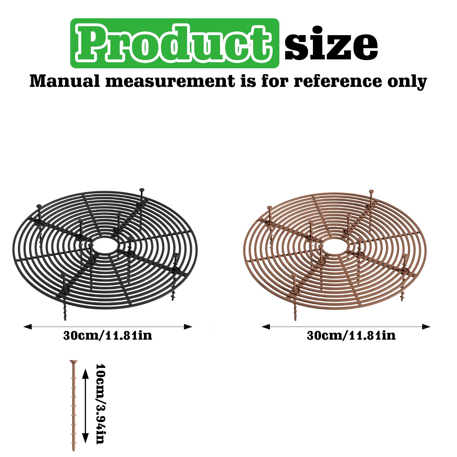Lot de 6 grilles de protection rondes pour plantes (30 cm, protection pour pots pour chats, pour enfants et animaux de compagnie, couleur noir et marron)